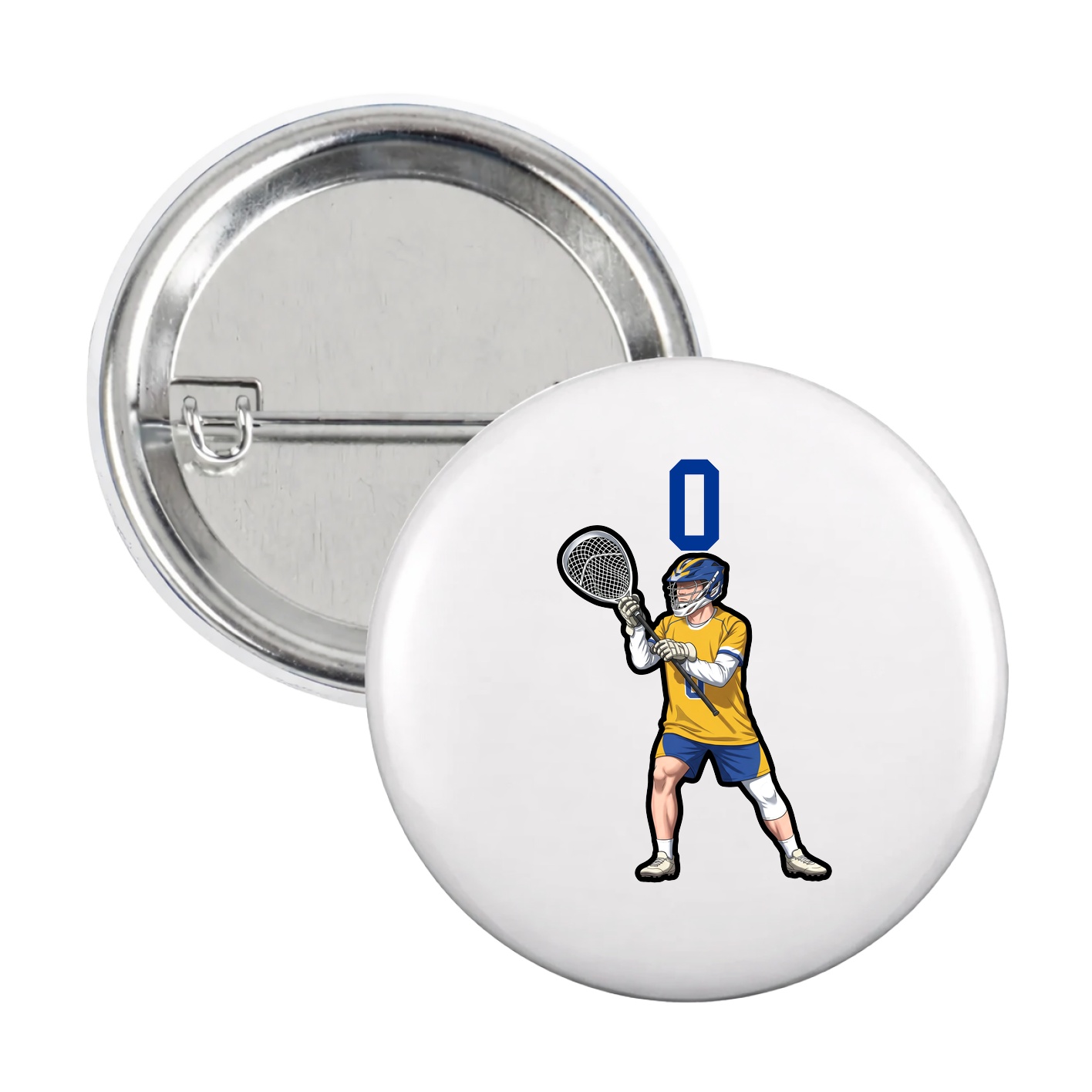 Game Day Button — Number Top in White