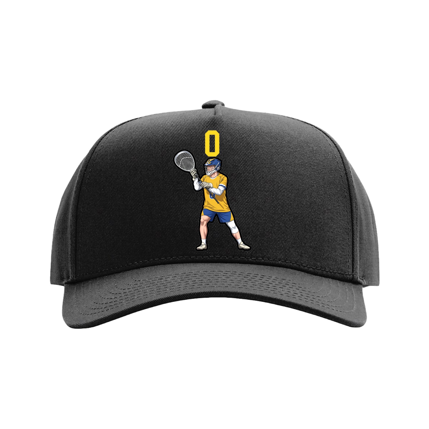 Full Fabric Five-Panel Champ Cap — Number Top in Black