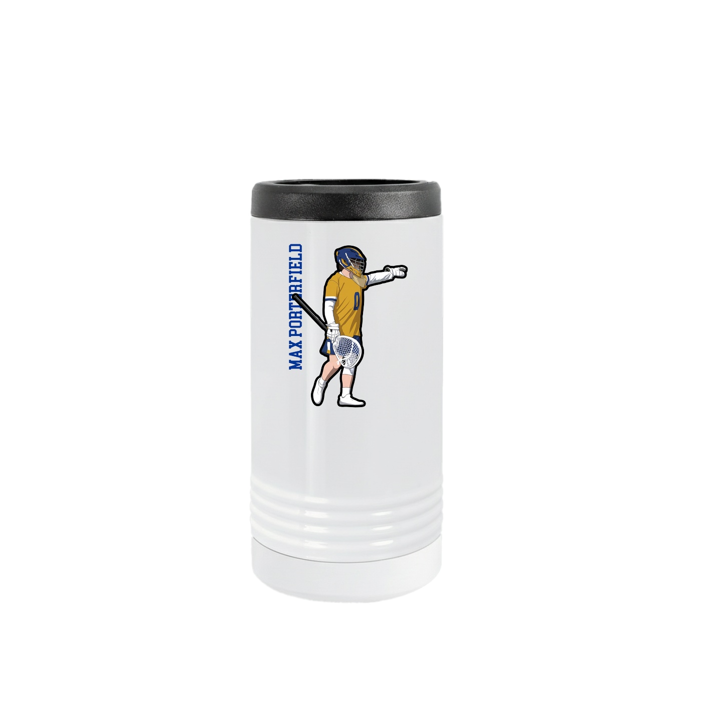 Slim Beverage Holder — Name Vertical in White