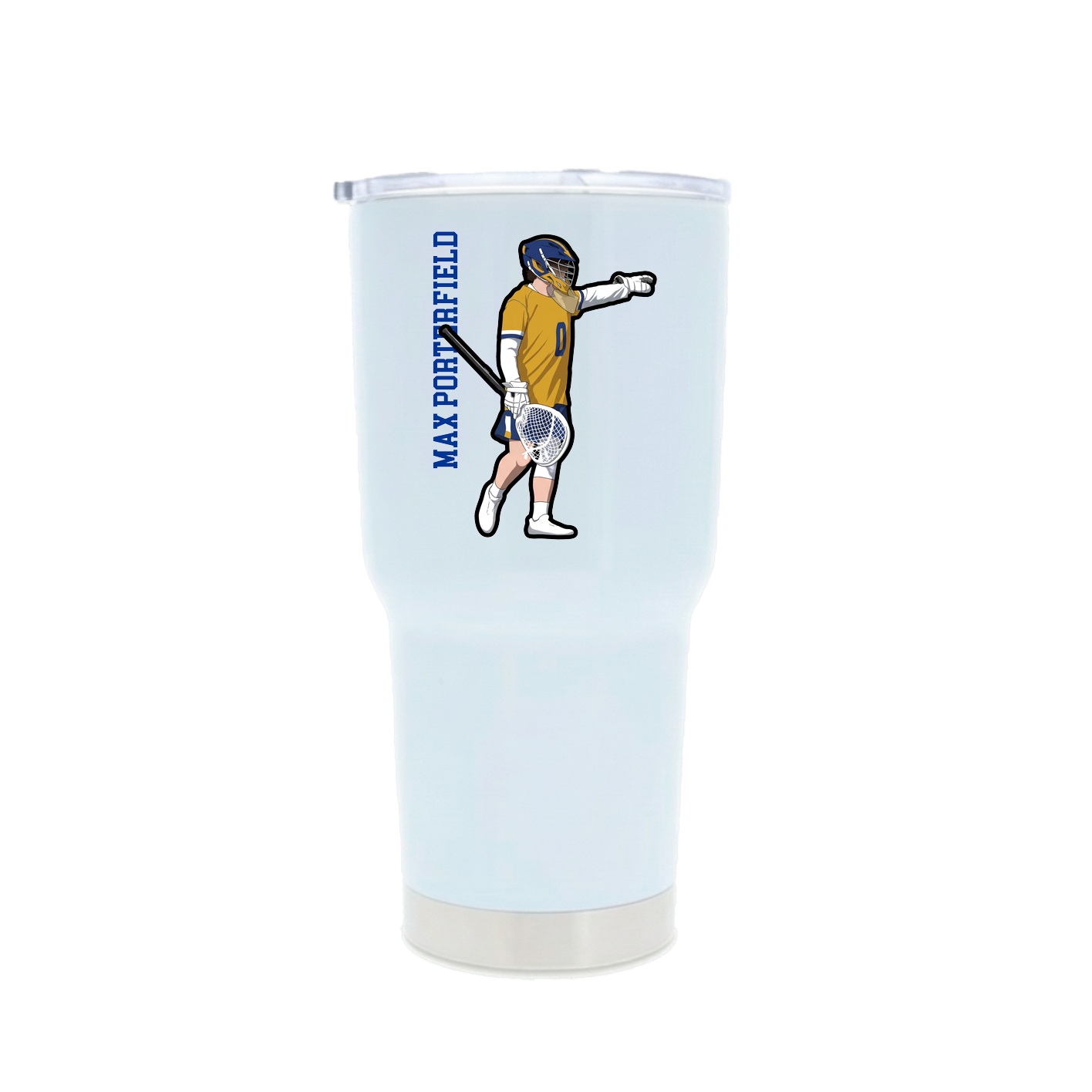 30oz Stainless Steel Tumbler — Name Vertical in White