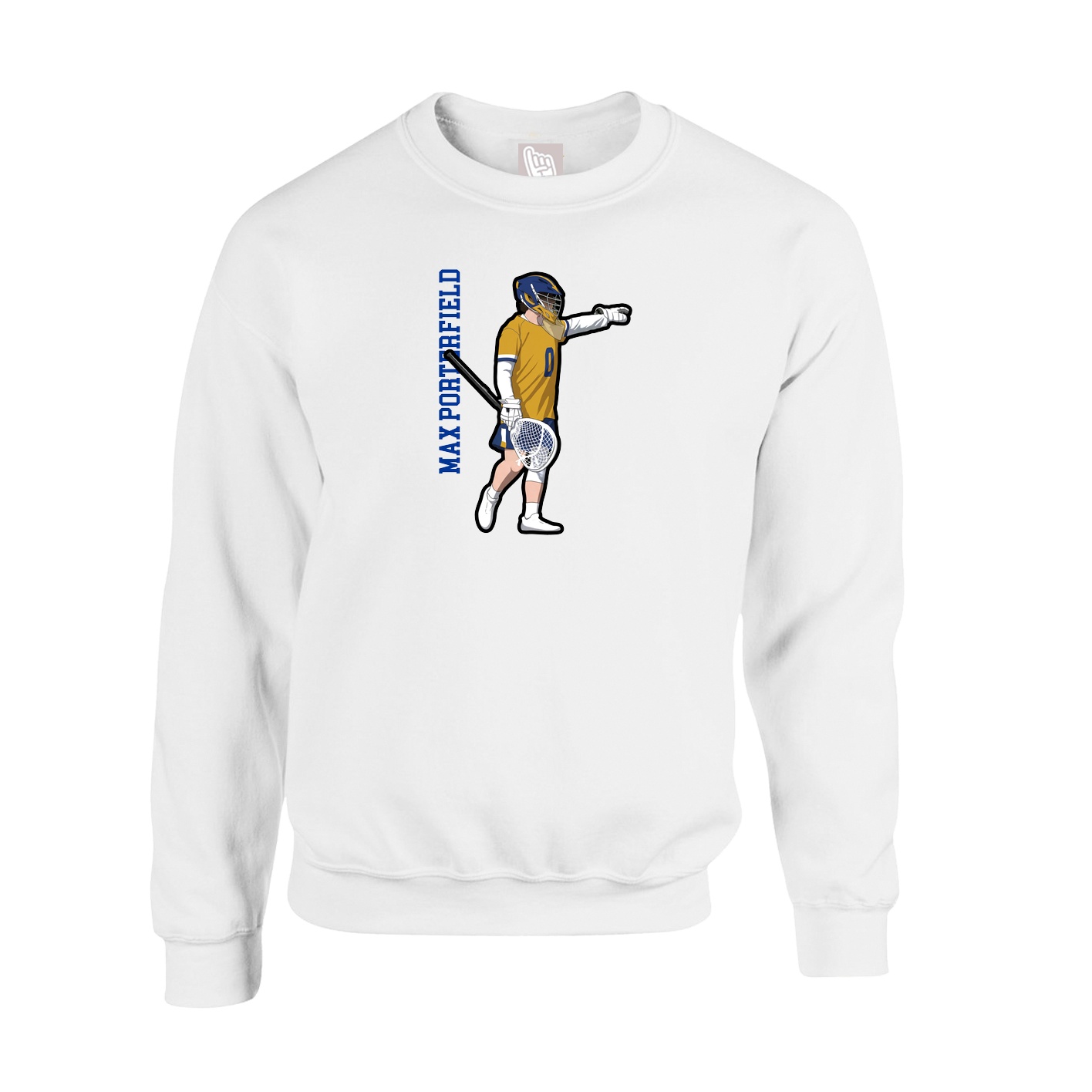 Fleece Crew — Name Vertical in White