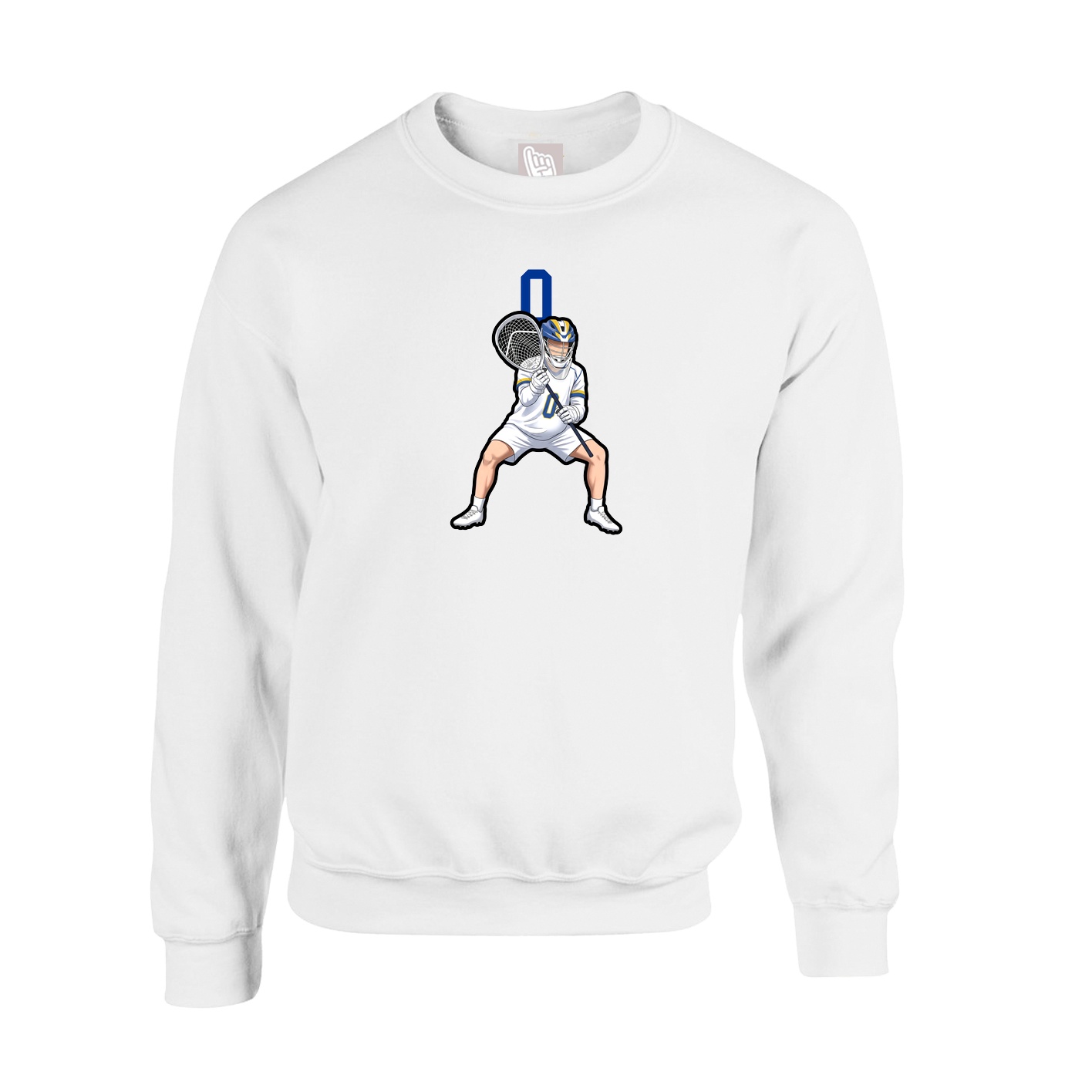 Fleece Crew — Number Top in White