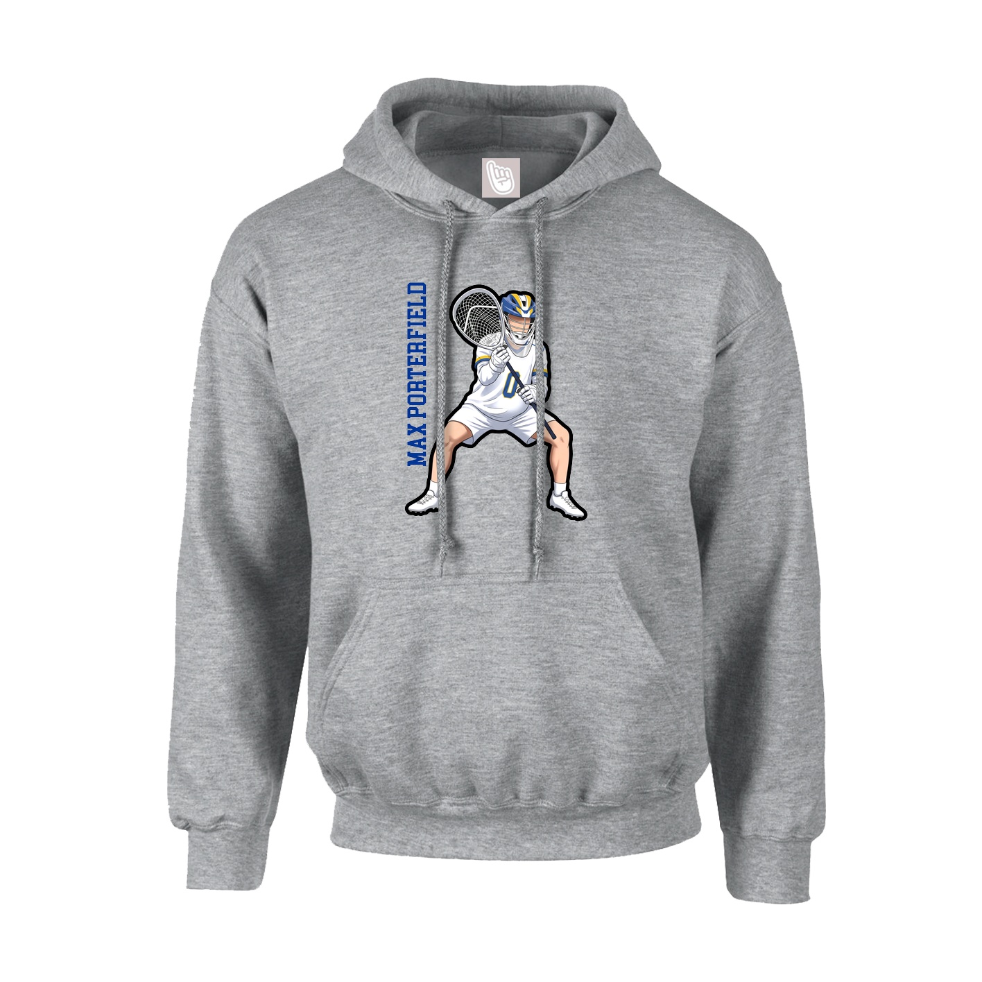 Youth Hoodie — Name Vertical in Grey