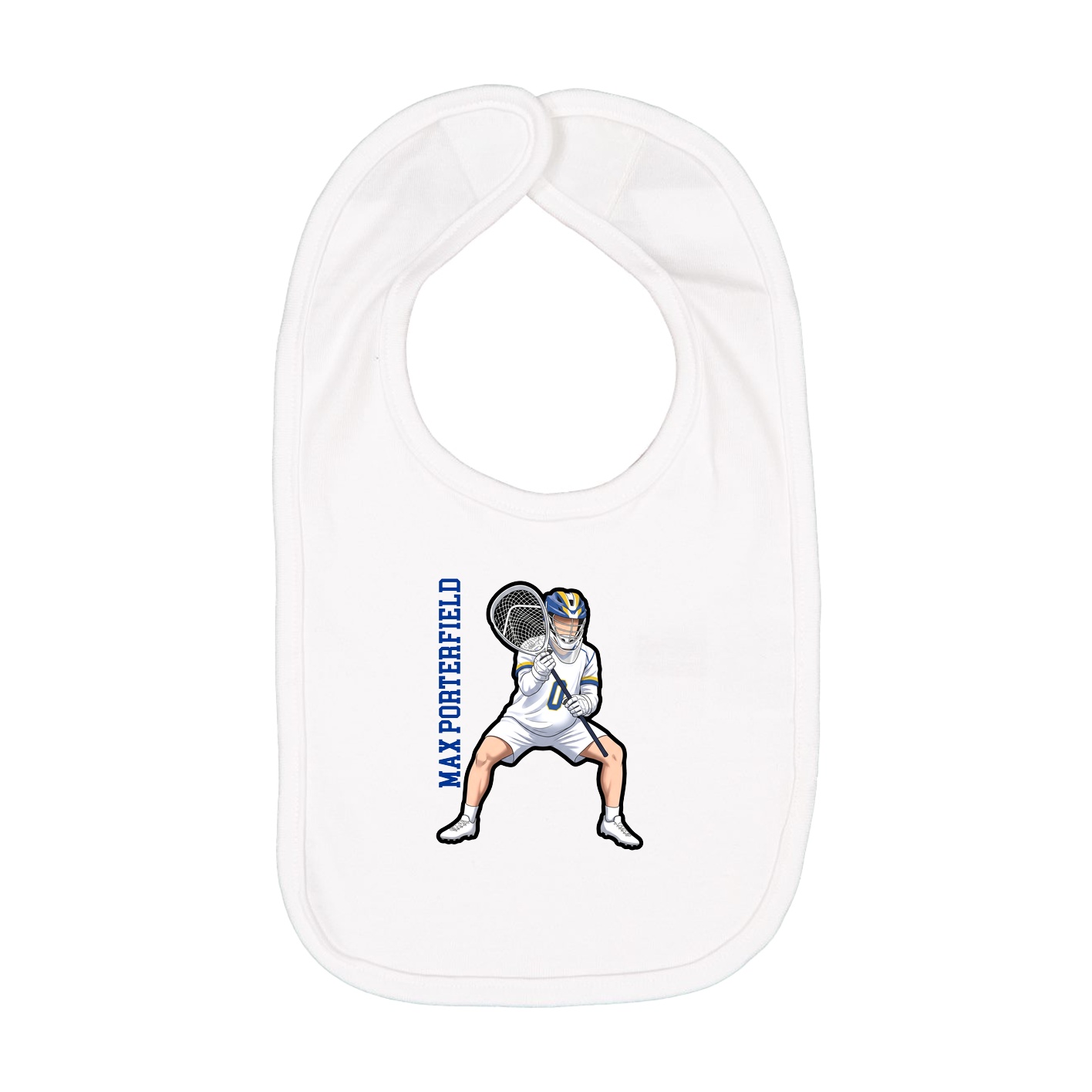 Infant Bib — Name Vertical in White
