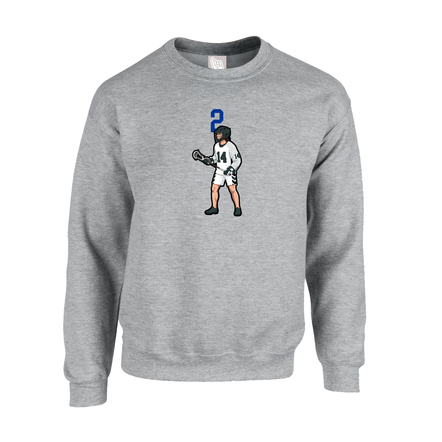 Fleece Crew — Number Top in Grey