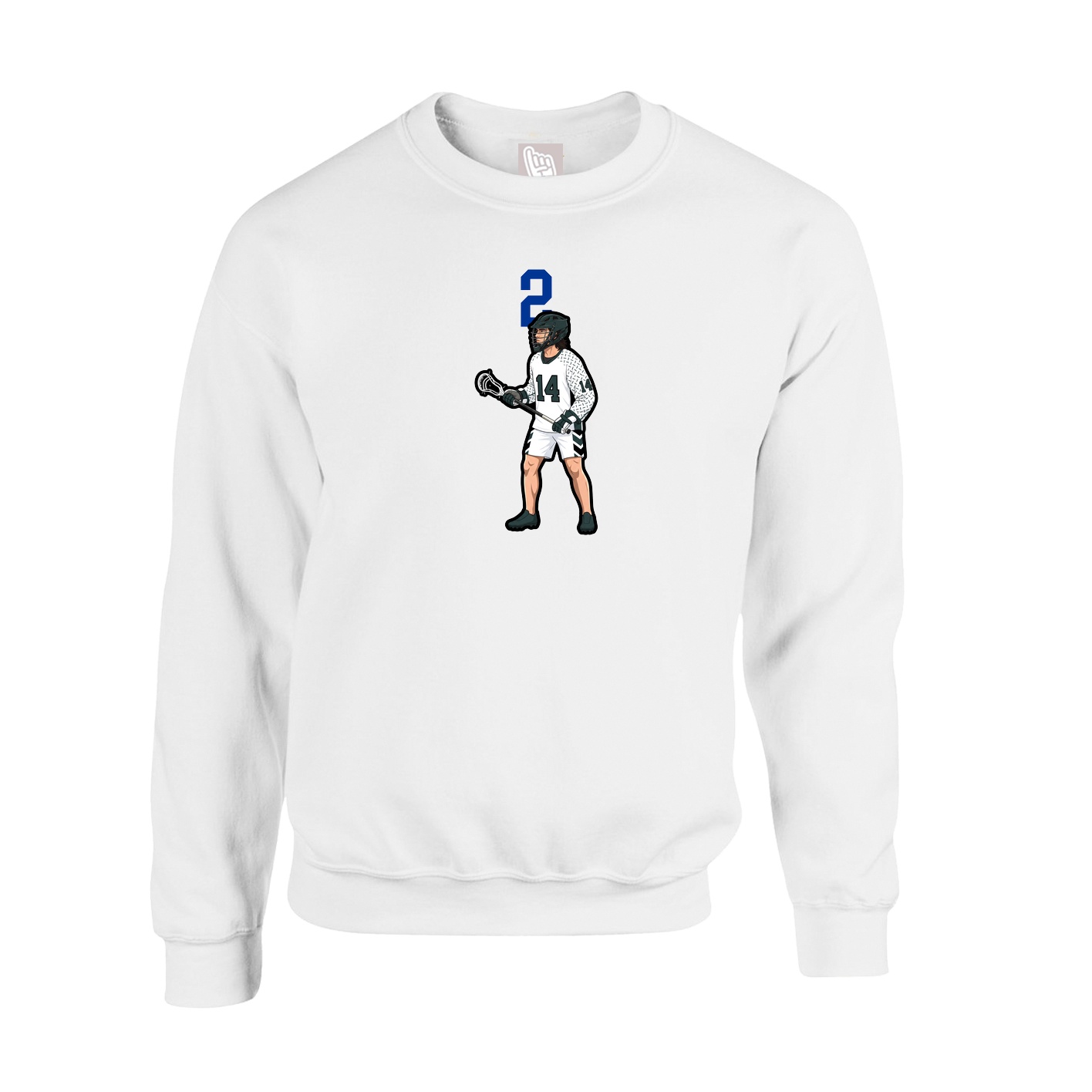 Fleece Crew — Number Top in White
