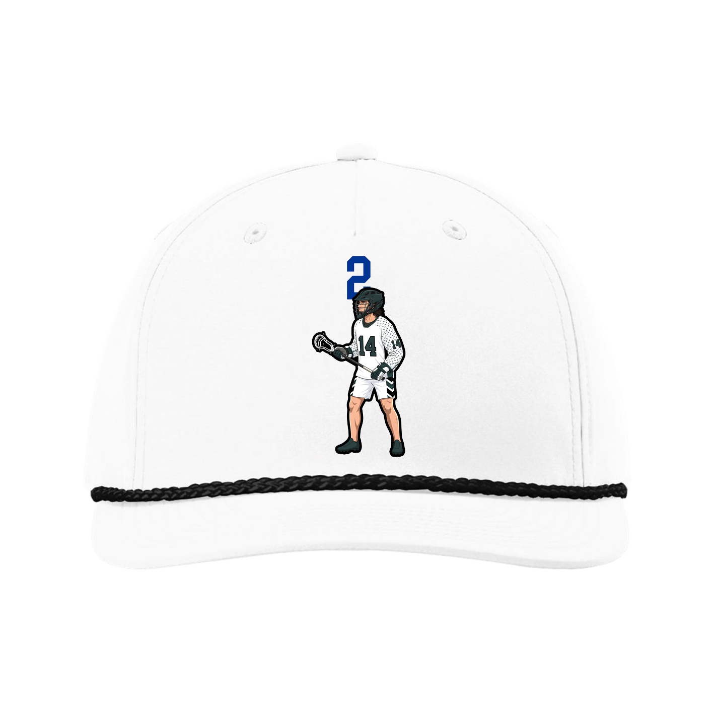 Five-Panel Classic Rope Cap — Number Top in White