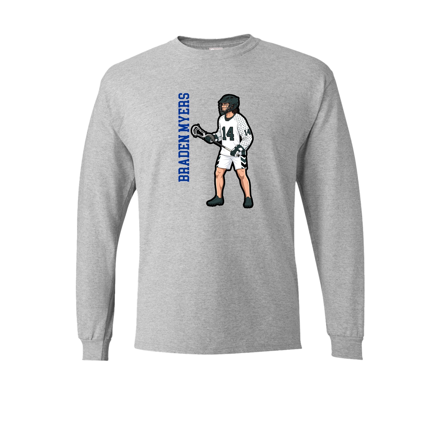 Long Sleeve Tee — Name Vertical in Grey