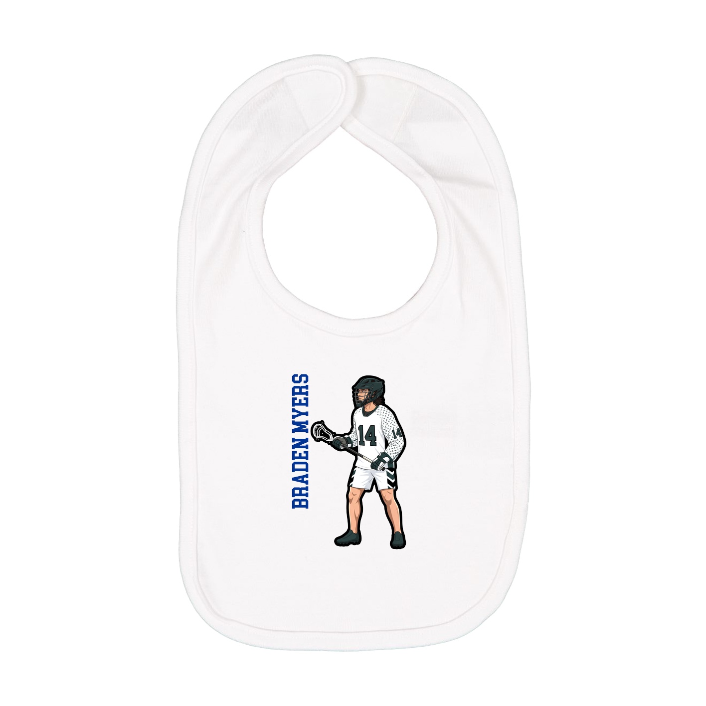 Infant Bib — Name Vertical in White