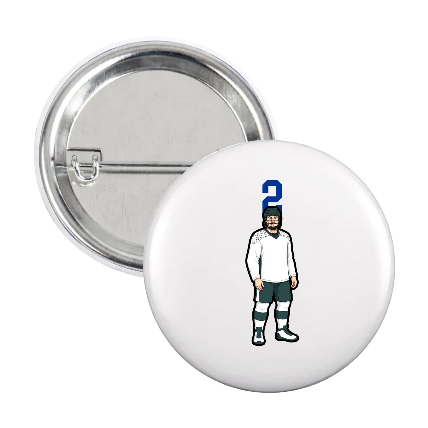 Game Day Button — Number Top in White