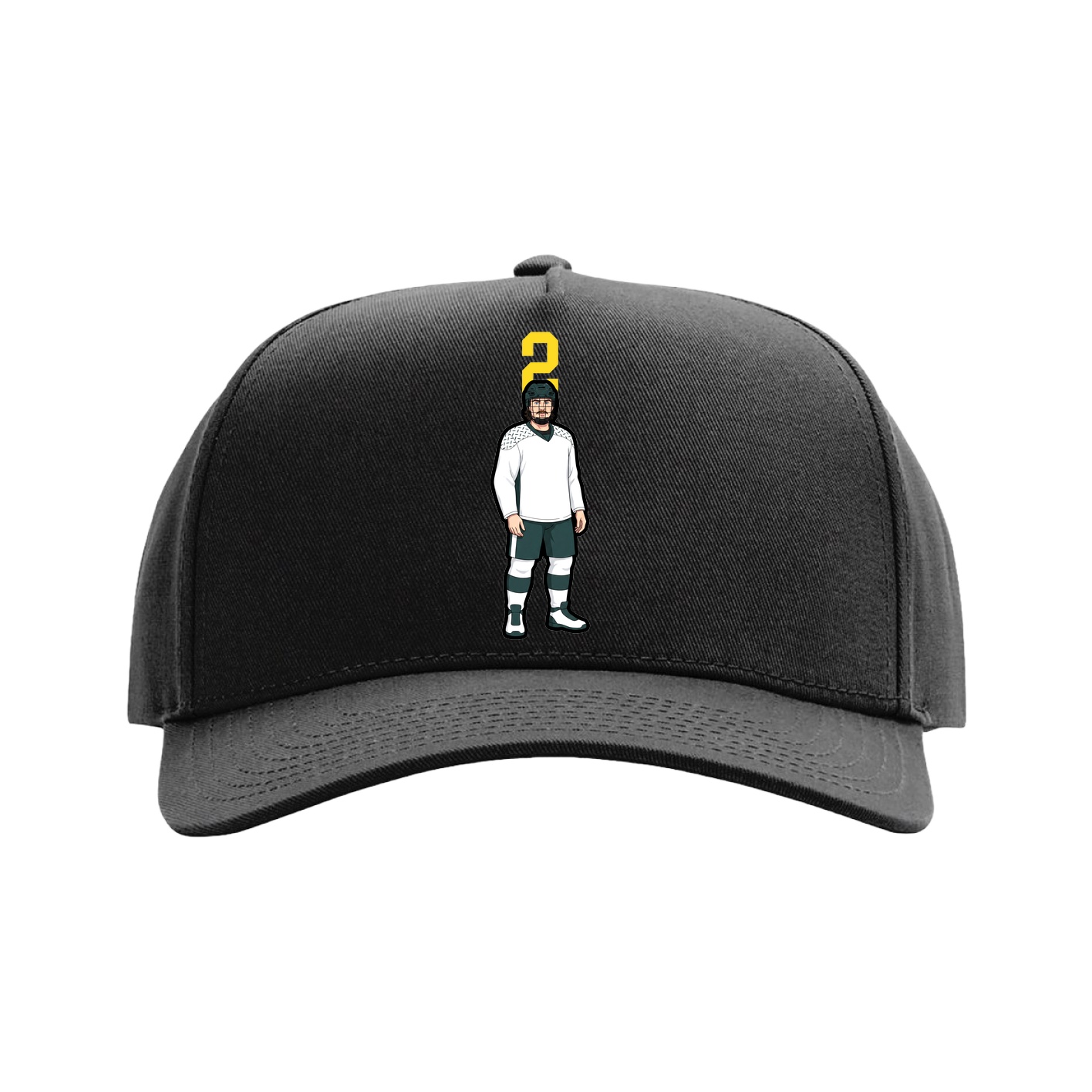 Full Fabric Five-Panel Champ Cap — Number Top in Black