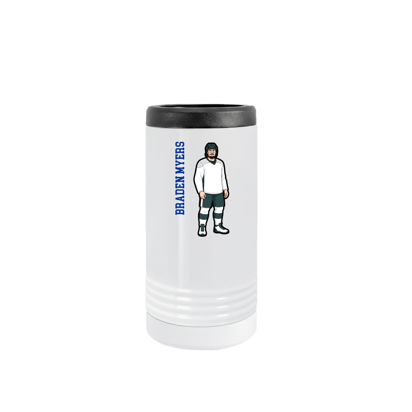 Slim Beverage Holder — Name Vertical in White