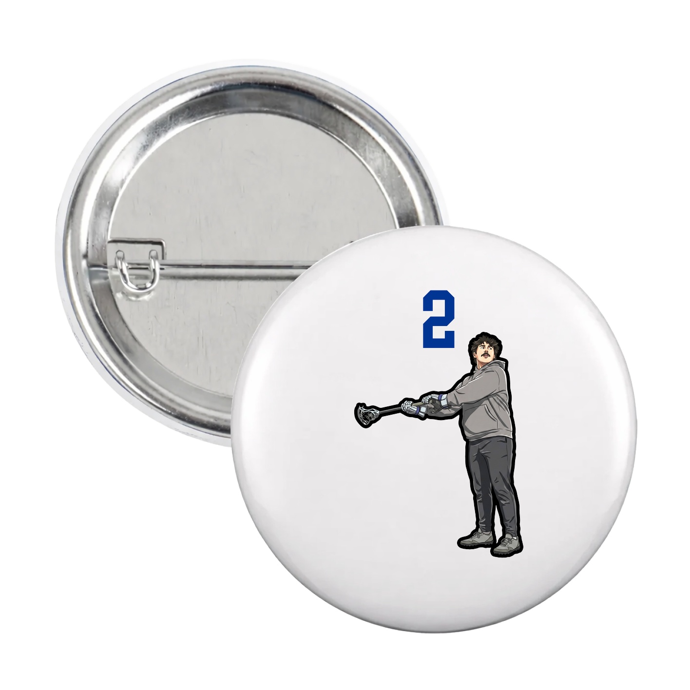 Game Day Button — Number Top in White