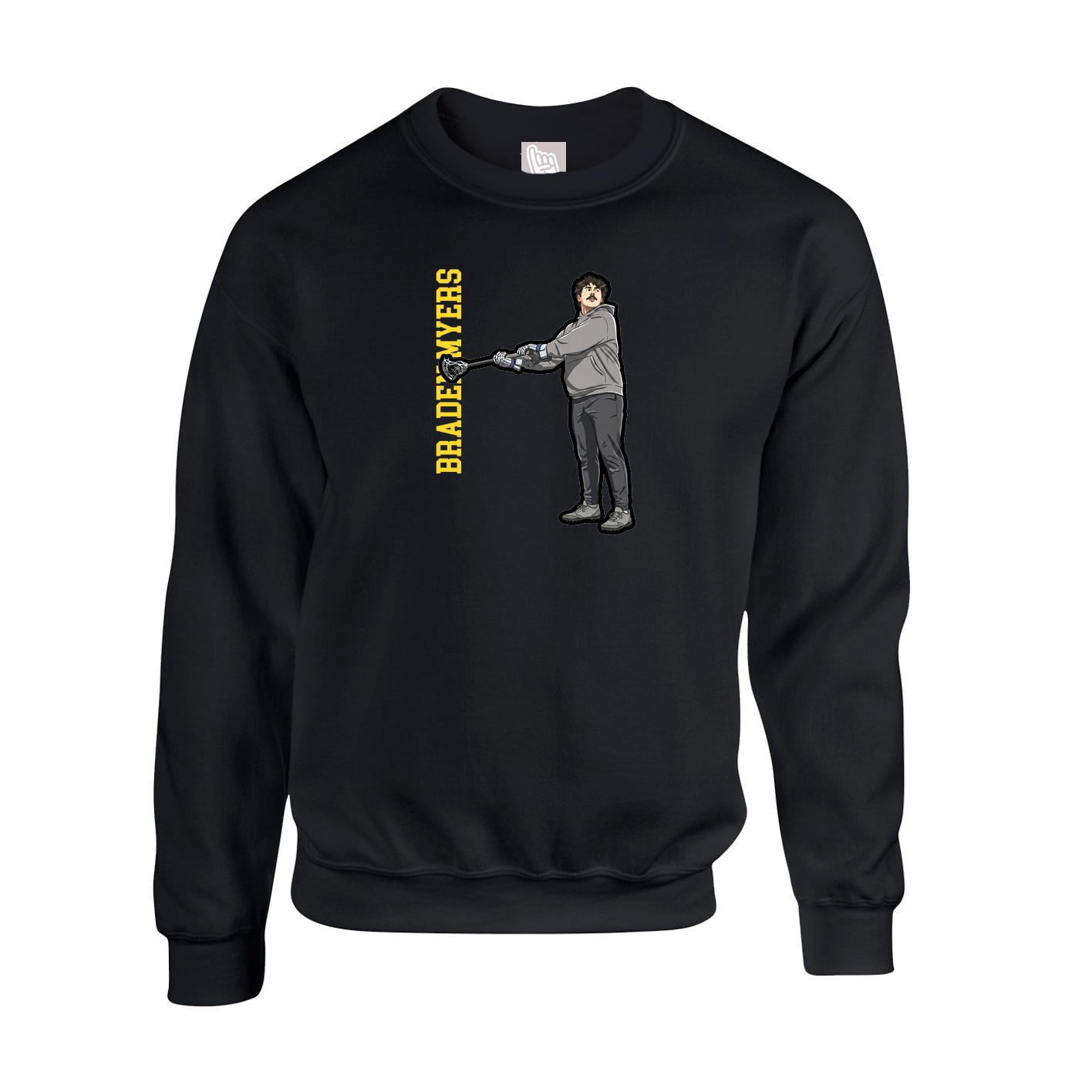 Fleece Crew — Name Vertical in Black