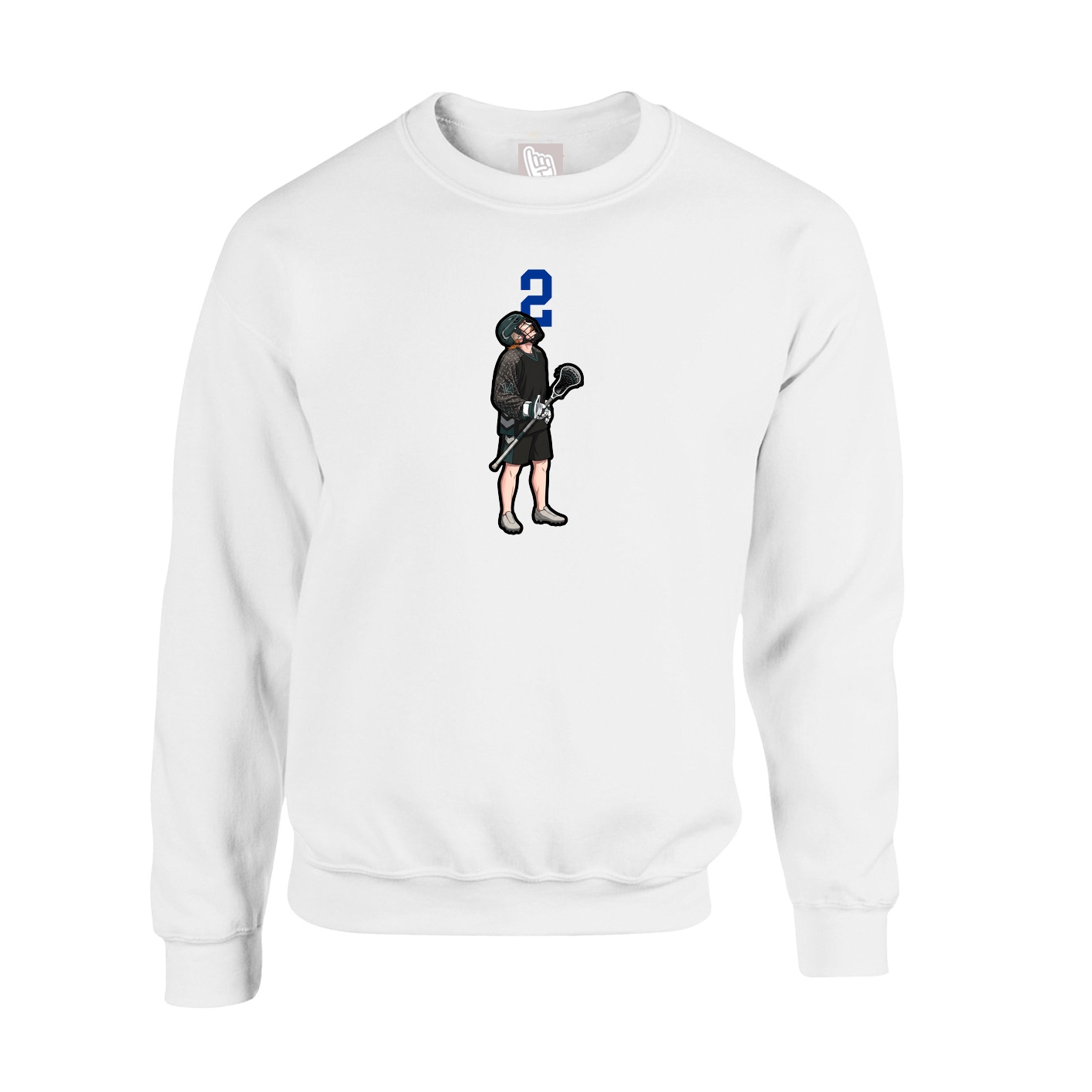 Fleece Crew — Number Top in White