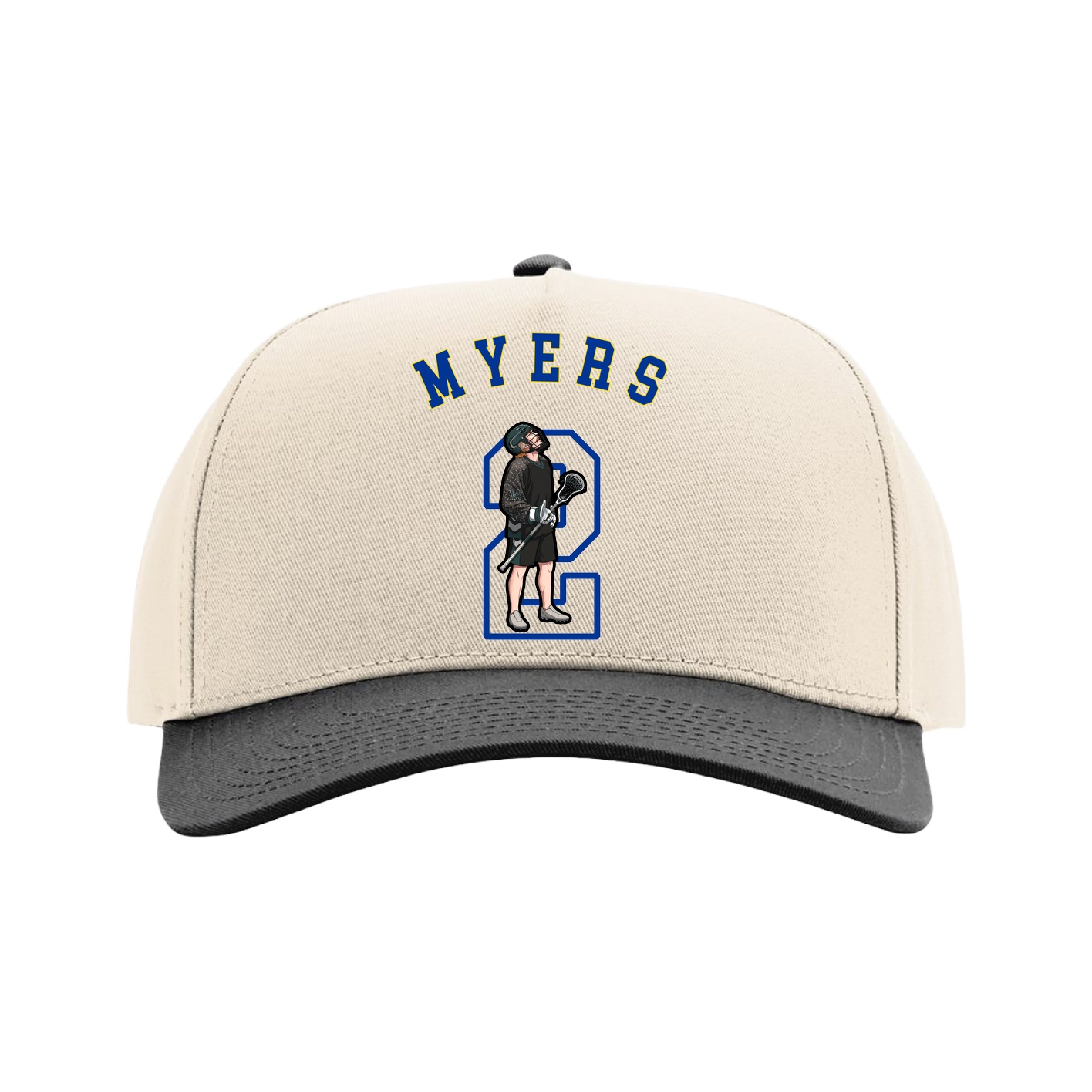 Full Fabric Five-Panel Champ Cap — Shirsey Arch in Cream/Black