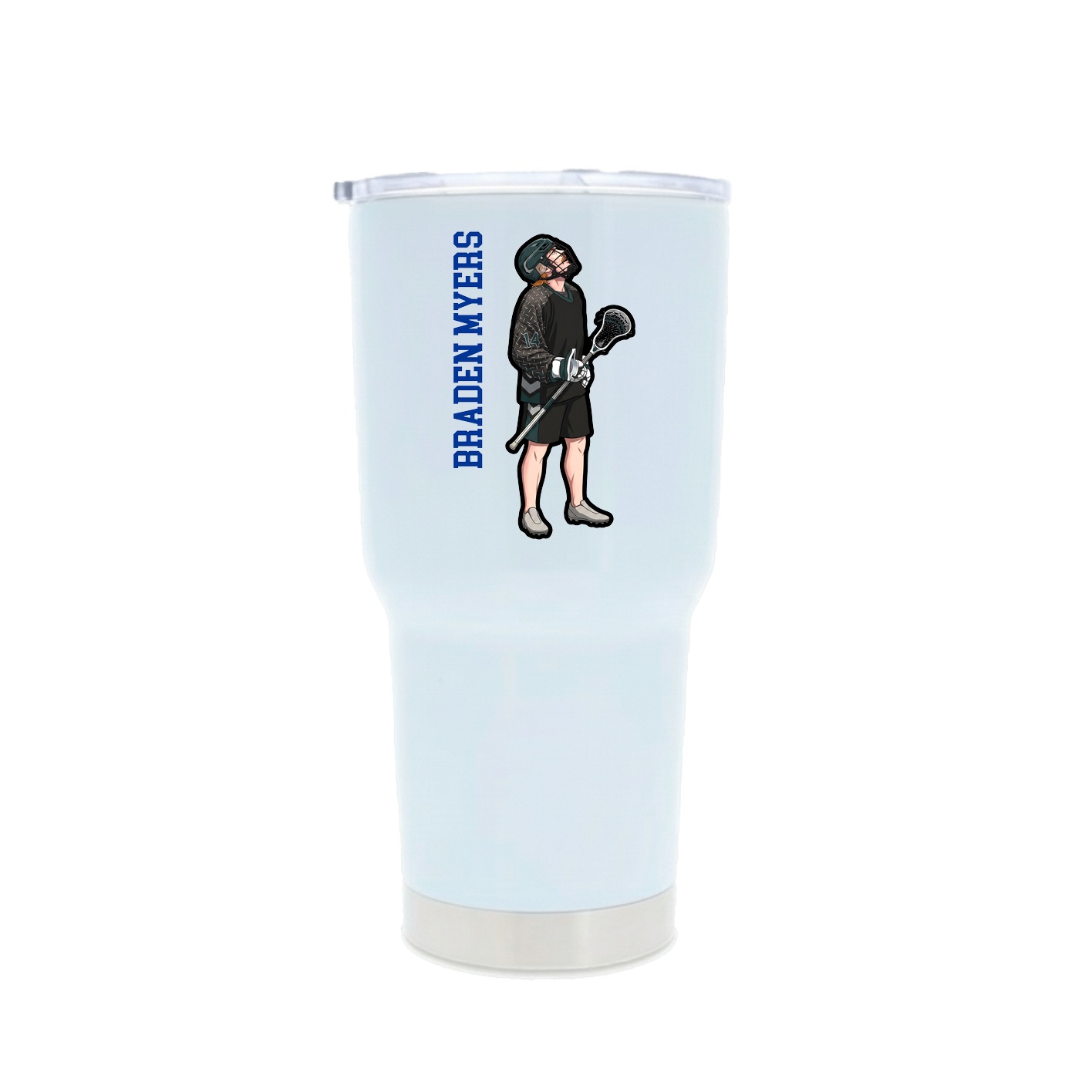30oz Stainless Steel Tumbler — Name Vertical in White