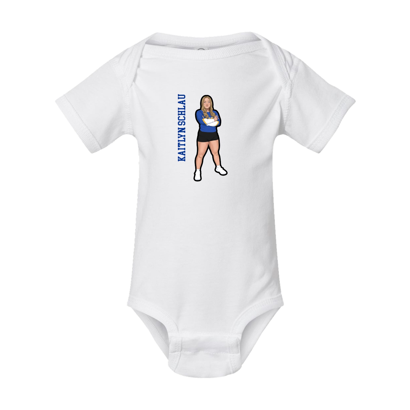 Baby Onesie — Name Vertical in White