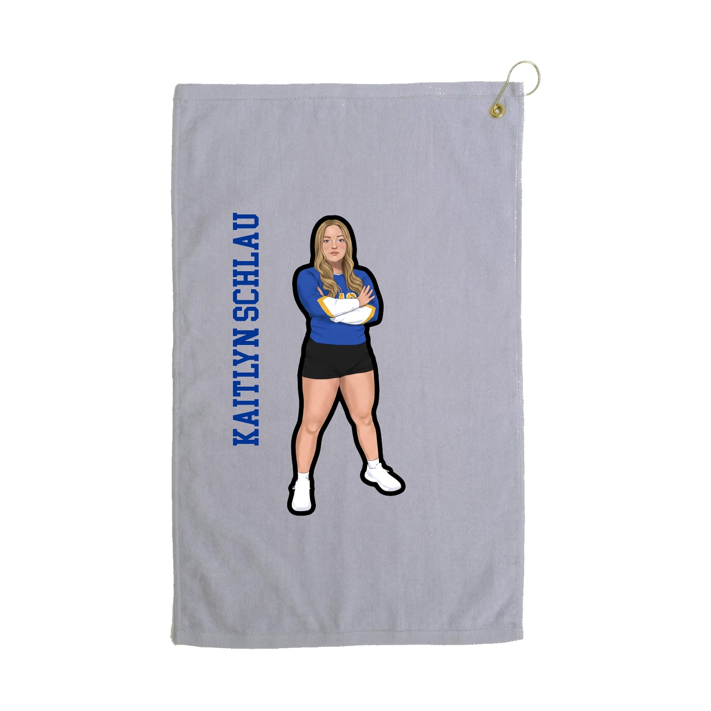 Golf Towel — Name Vertical in Grey