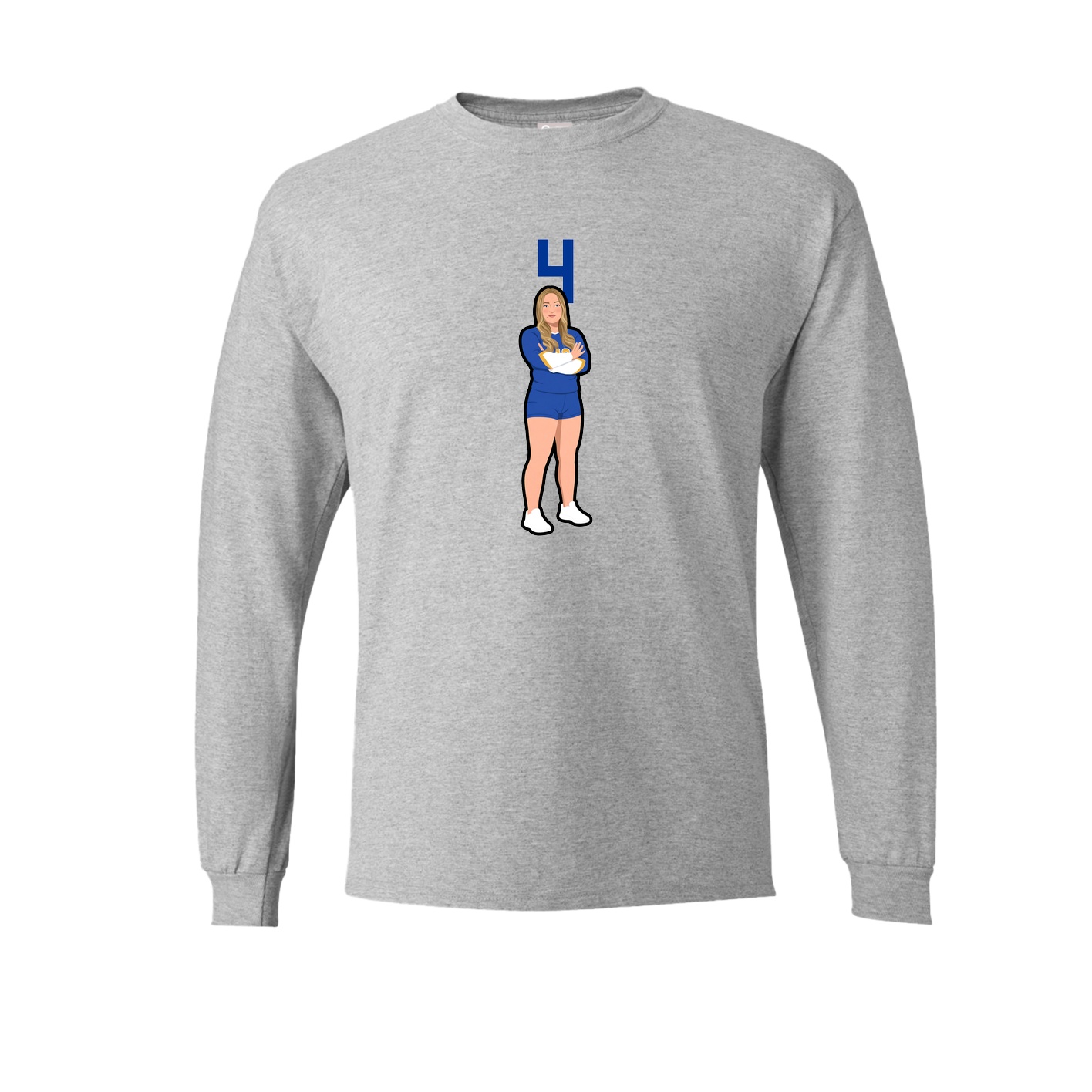 Long Sleeve Tee — Number Top in Grey