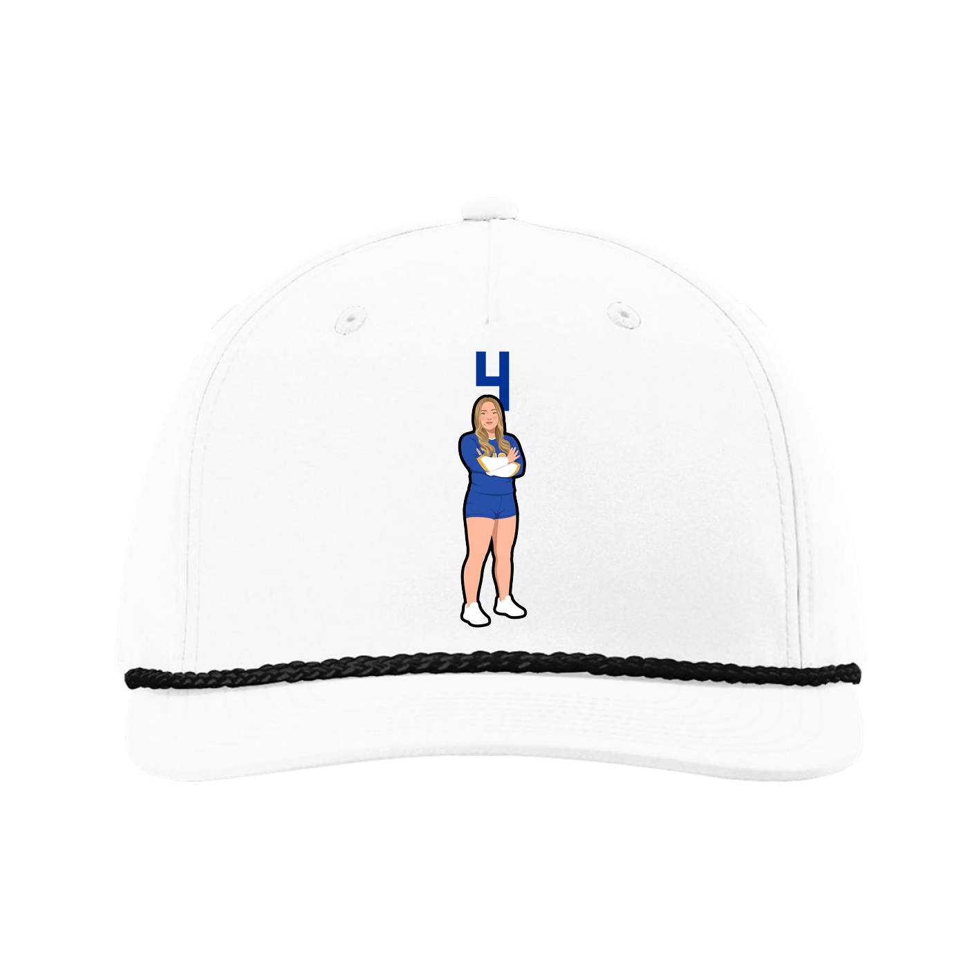 Five-Panel Classic Rope Cap — Number Top in White