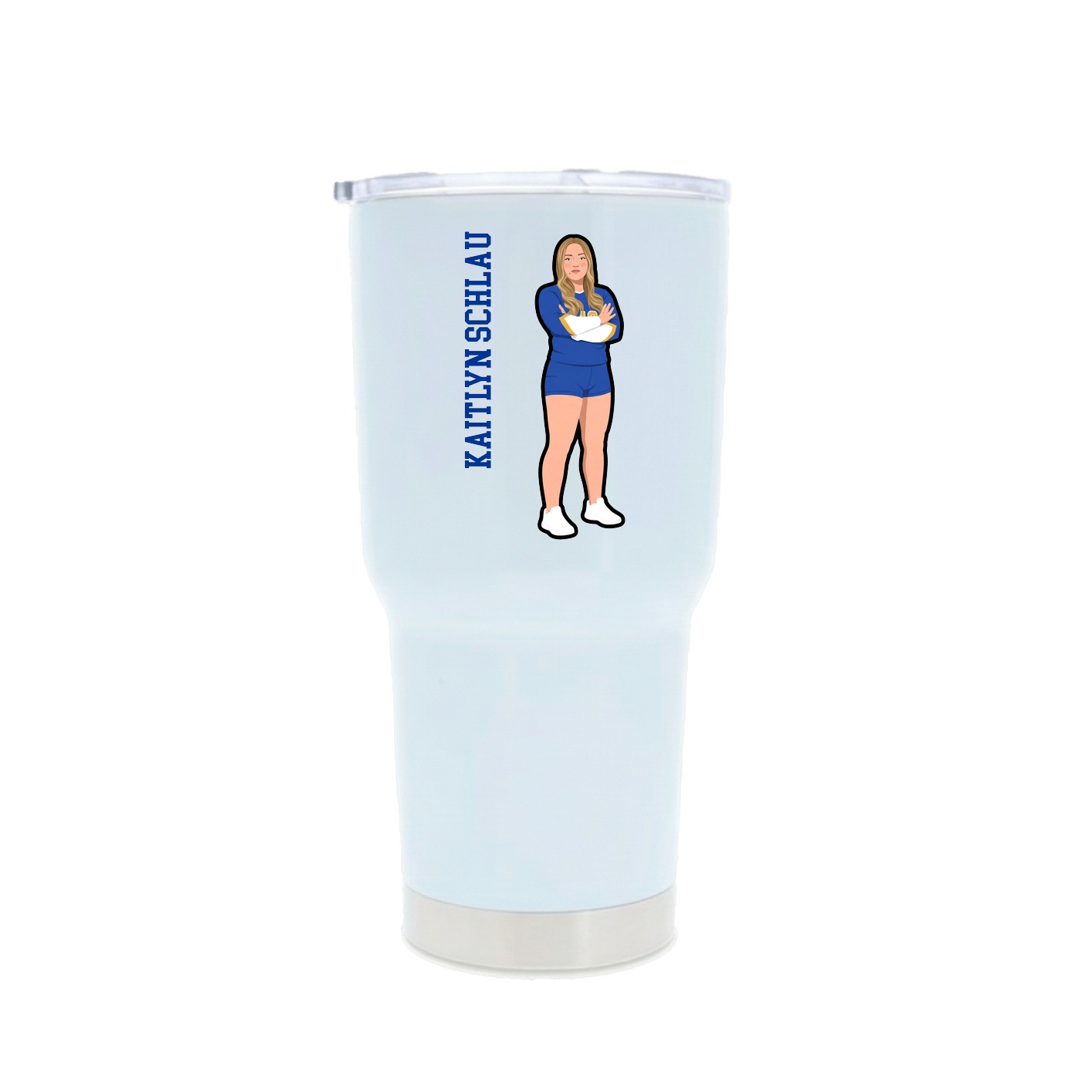 30oz Stainless Steel Tumbler — Name Vertical in White