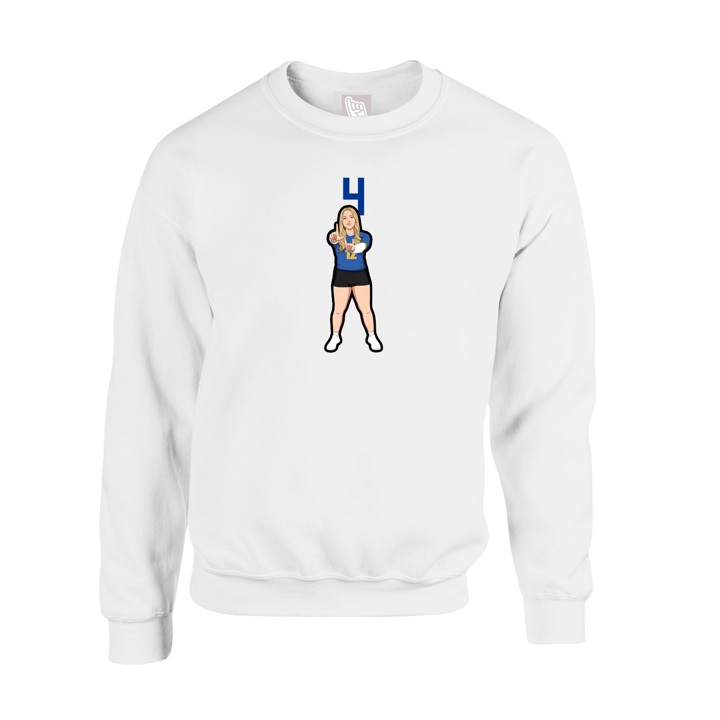 Fleece Crew — Number Top in White