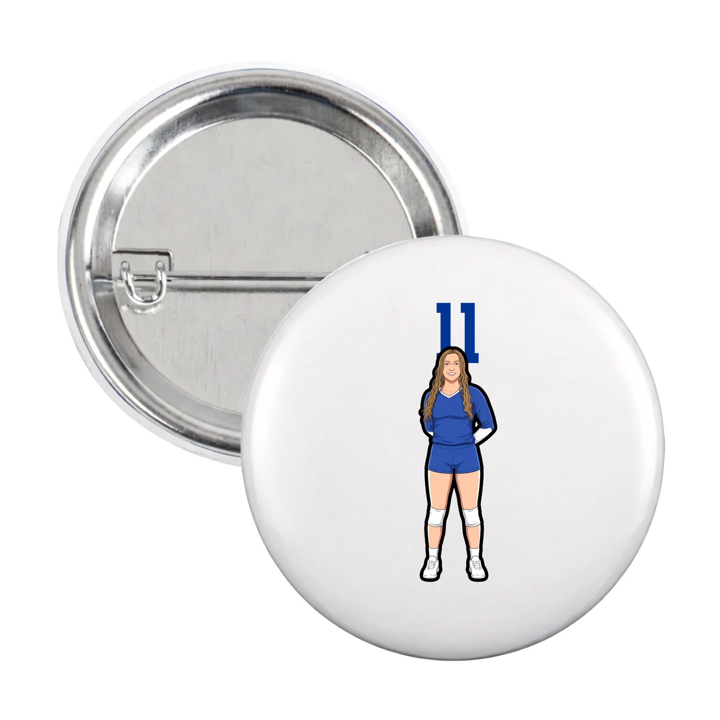 Game Day Button — Number Top in White