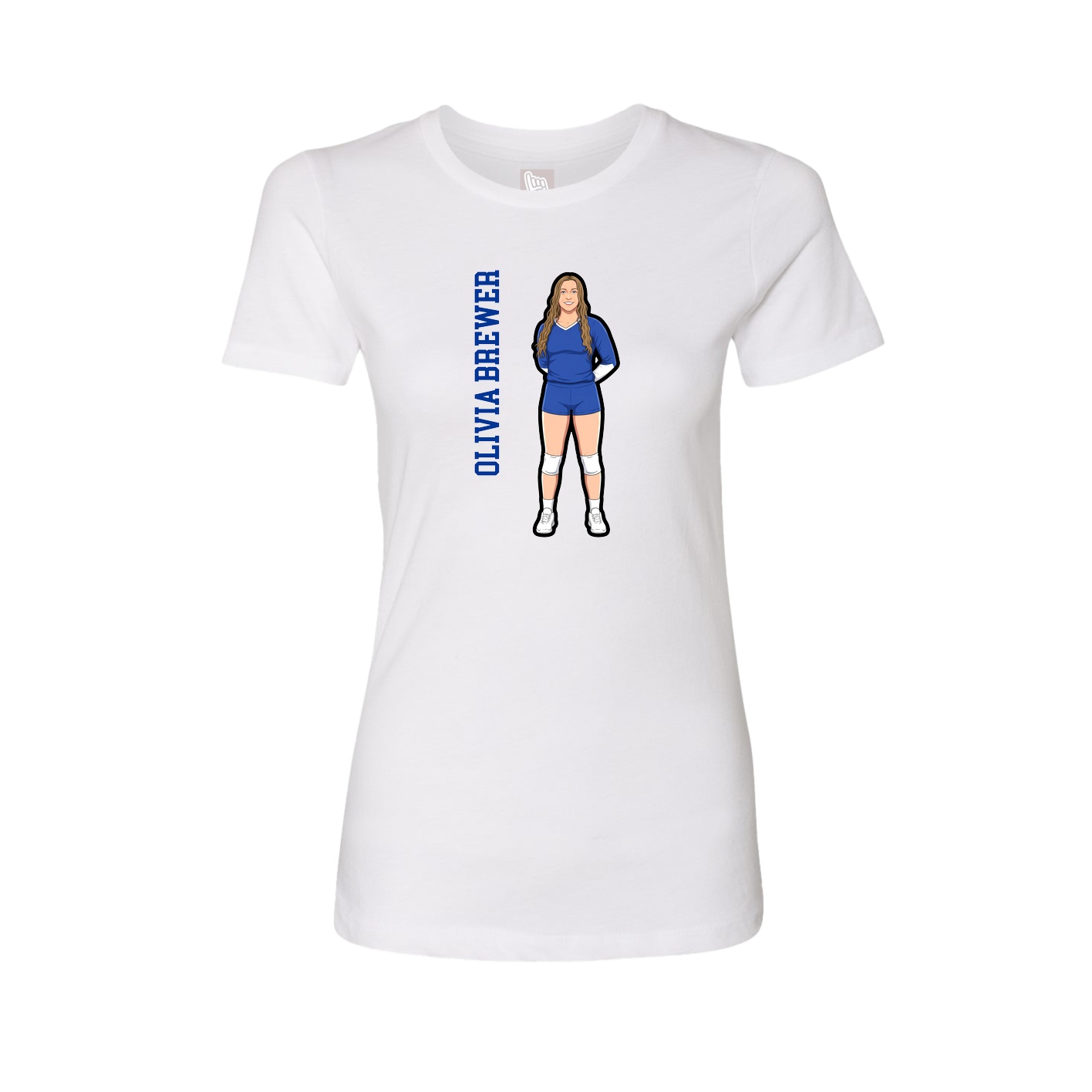 Fitted Women's Tee — Name Vertical in White