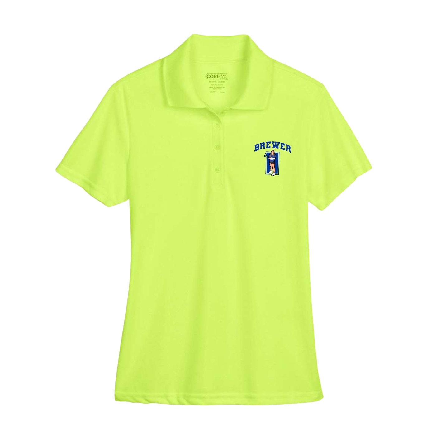 Womens Performance Polo — Number in Yellow