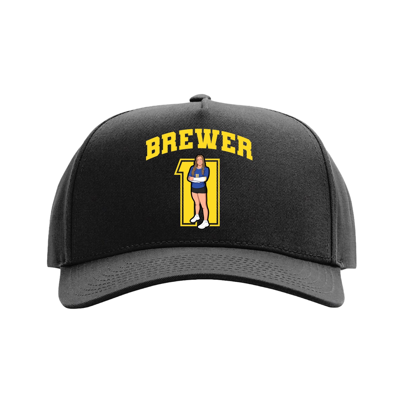 Full Fabric Five-Panel Champ Cap — Number in Black