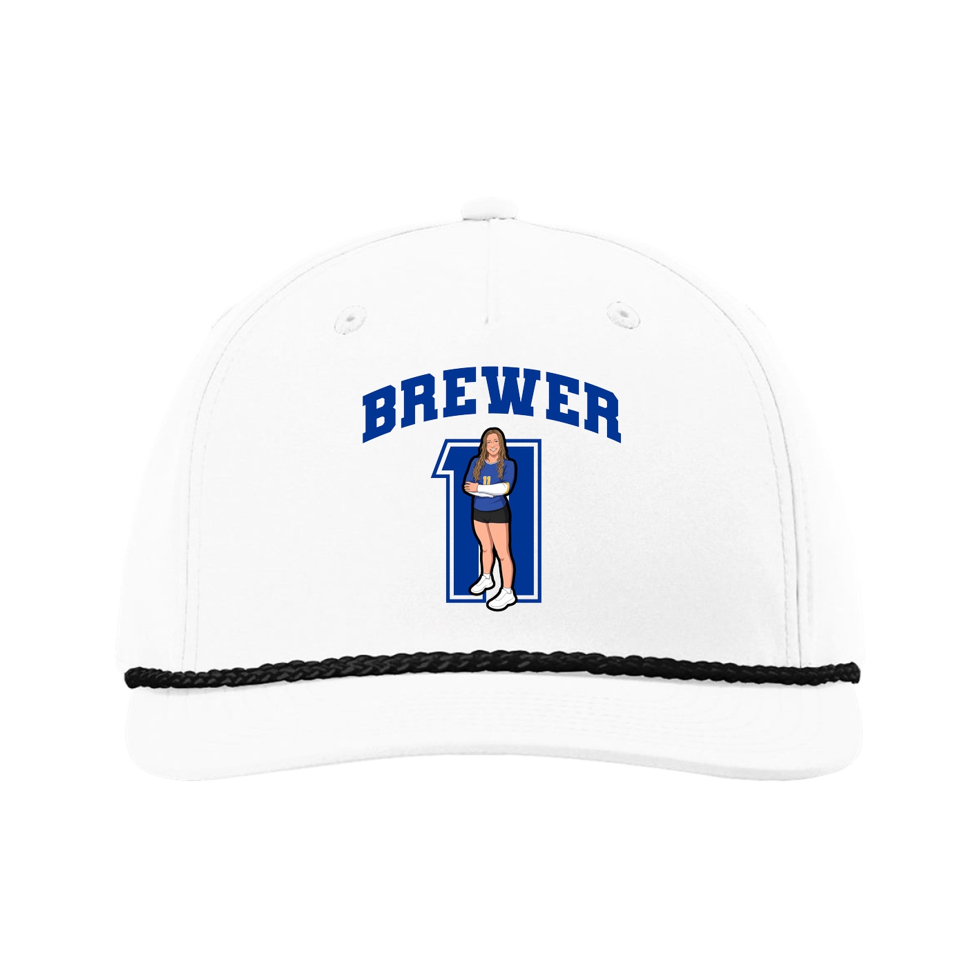 Five-Panel Classic Rope Cap — Number in White