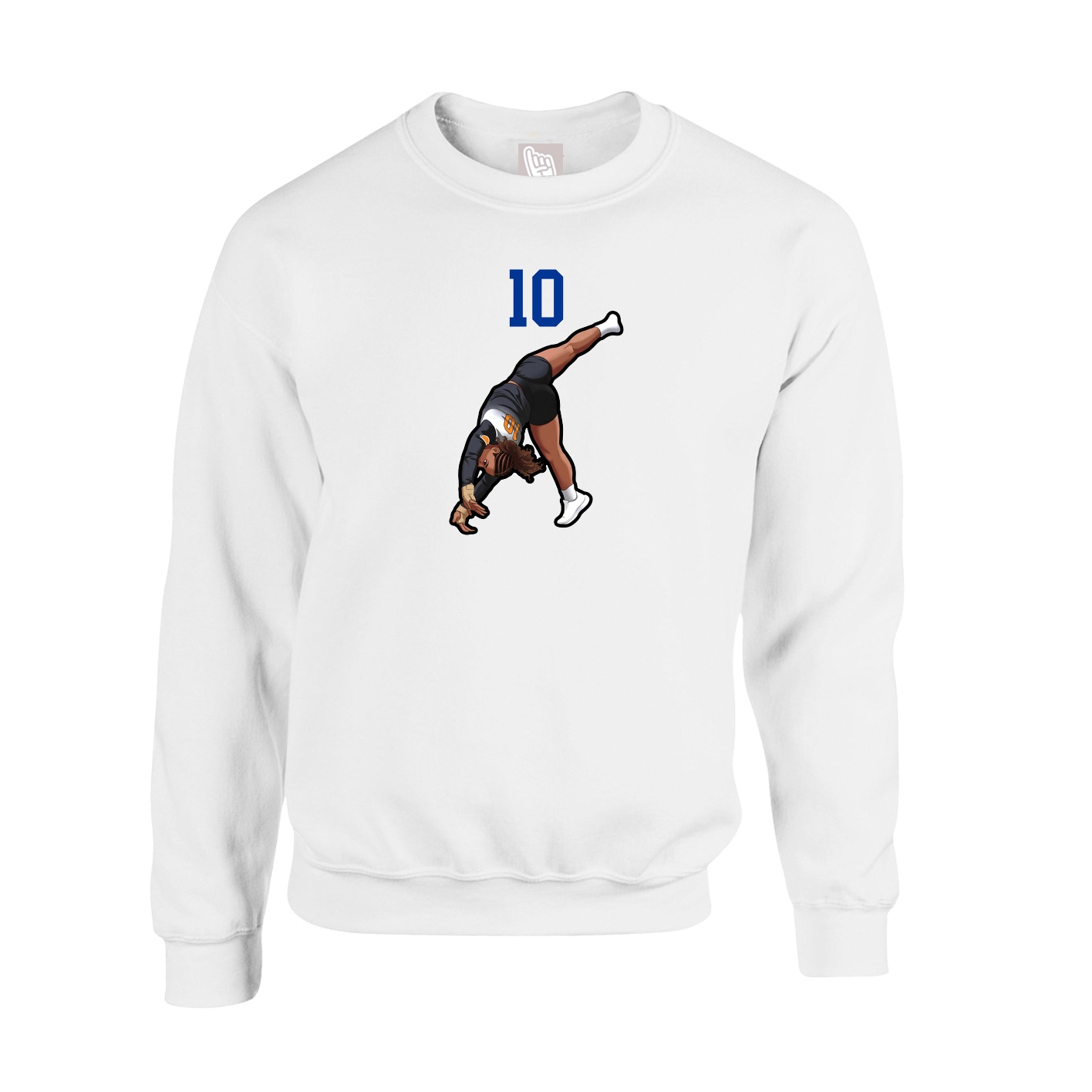 Fleece Crew — Number Top in White