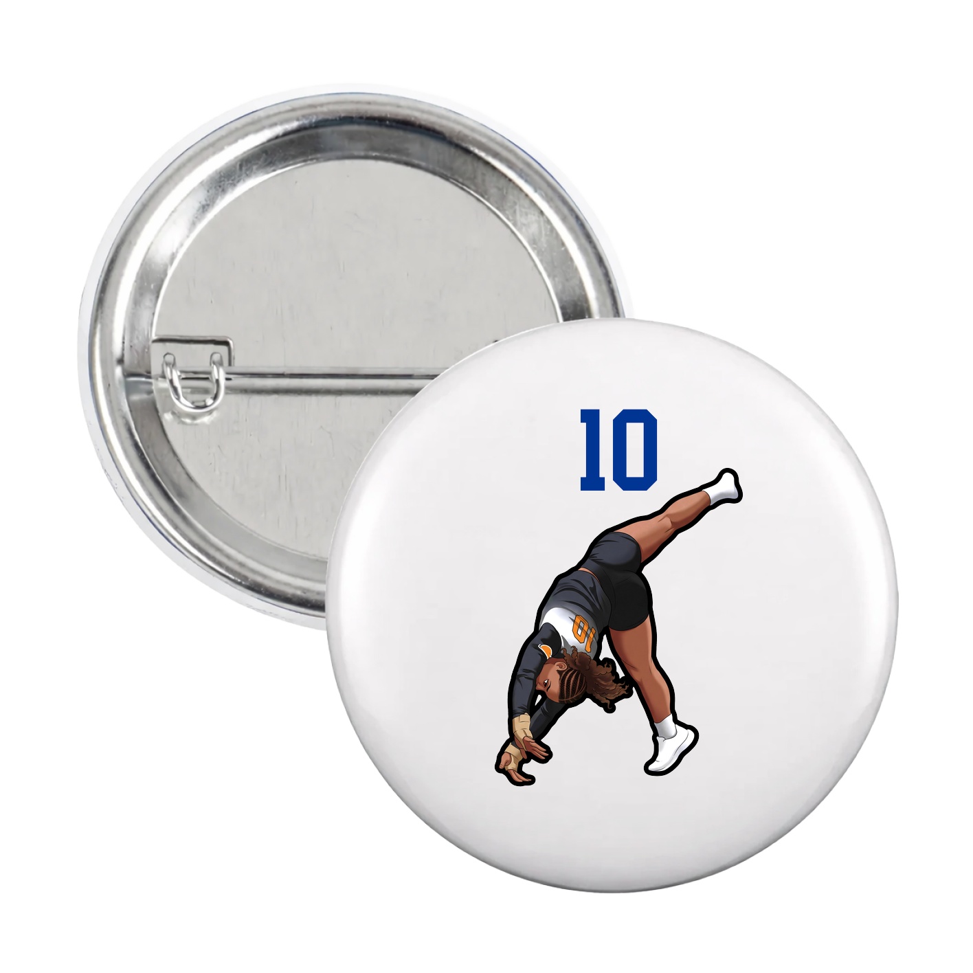 Game Day Button — Number Top in White