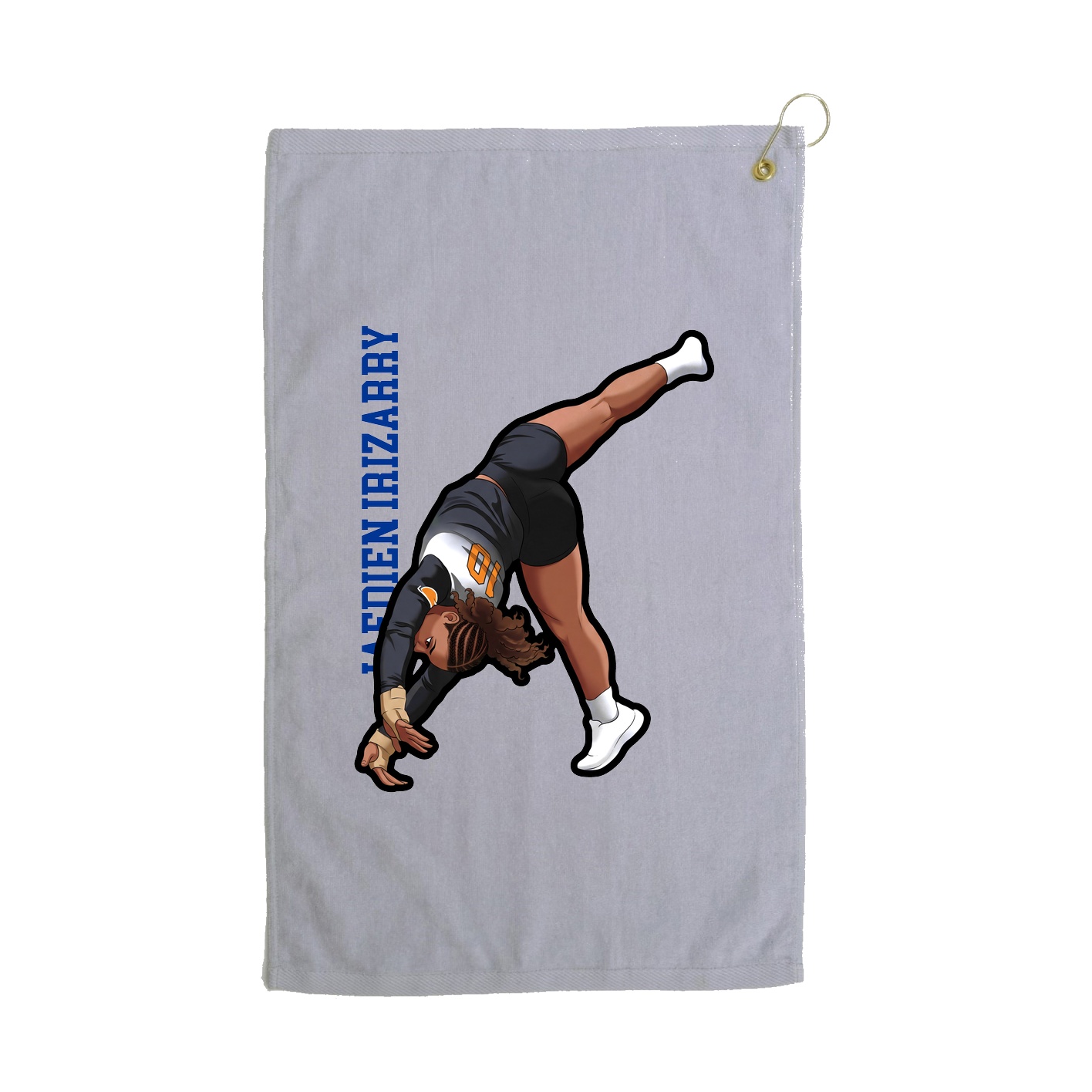 Golf Towel — Name Vertical in Grey