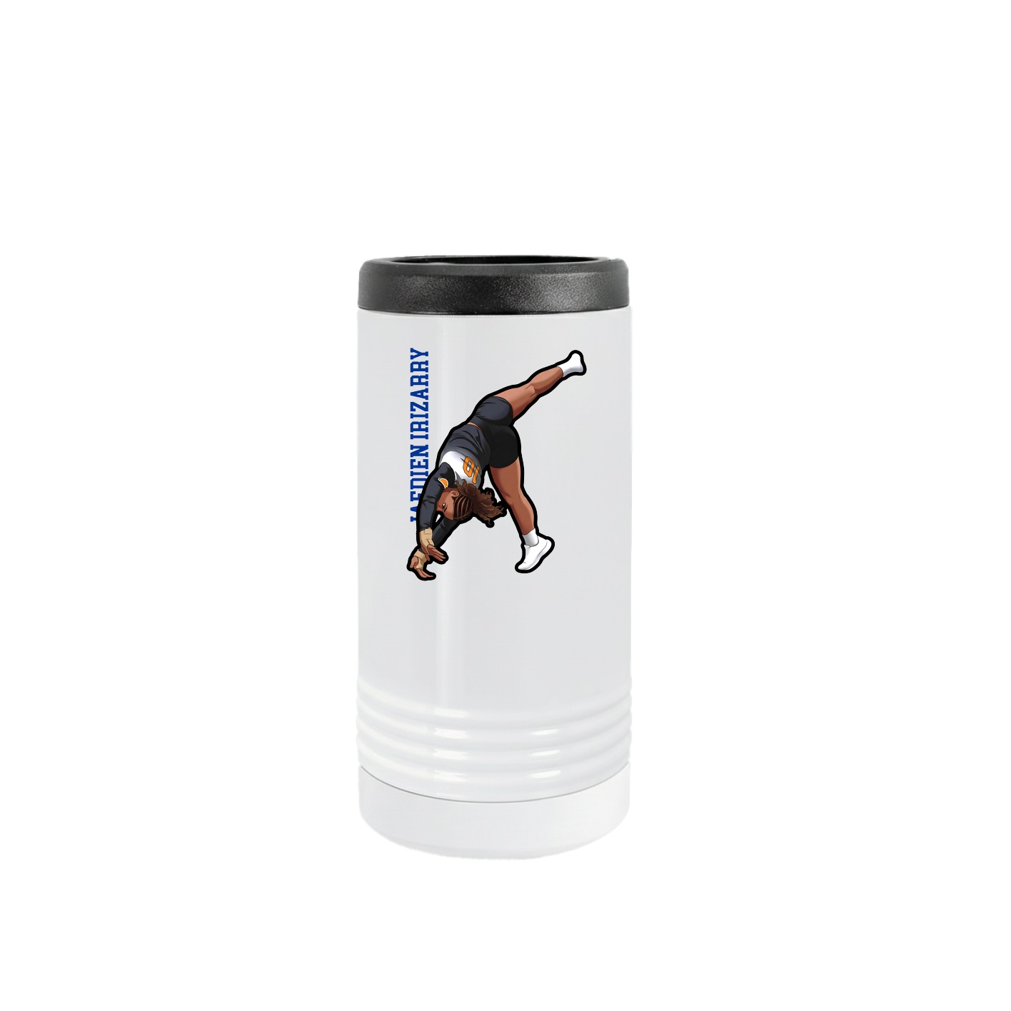 Slim Beverage Holder — Name Vertical in White