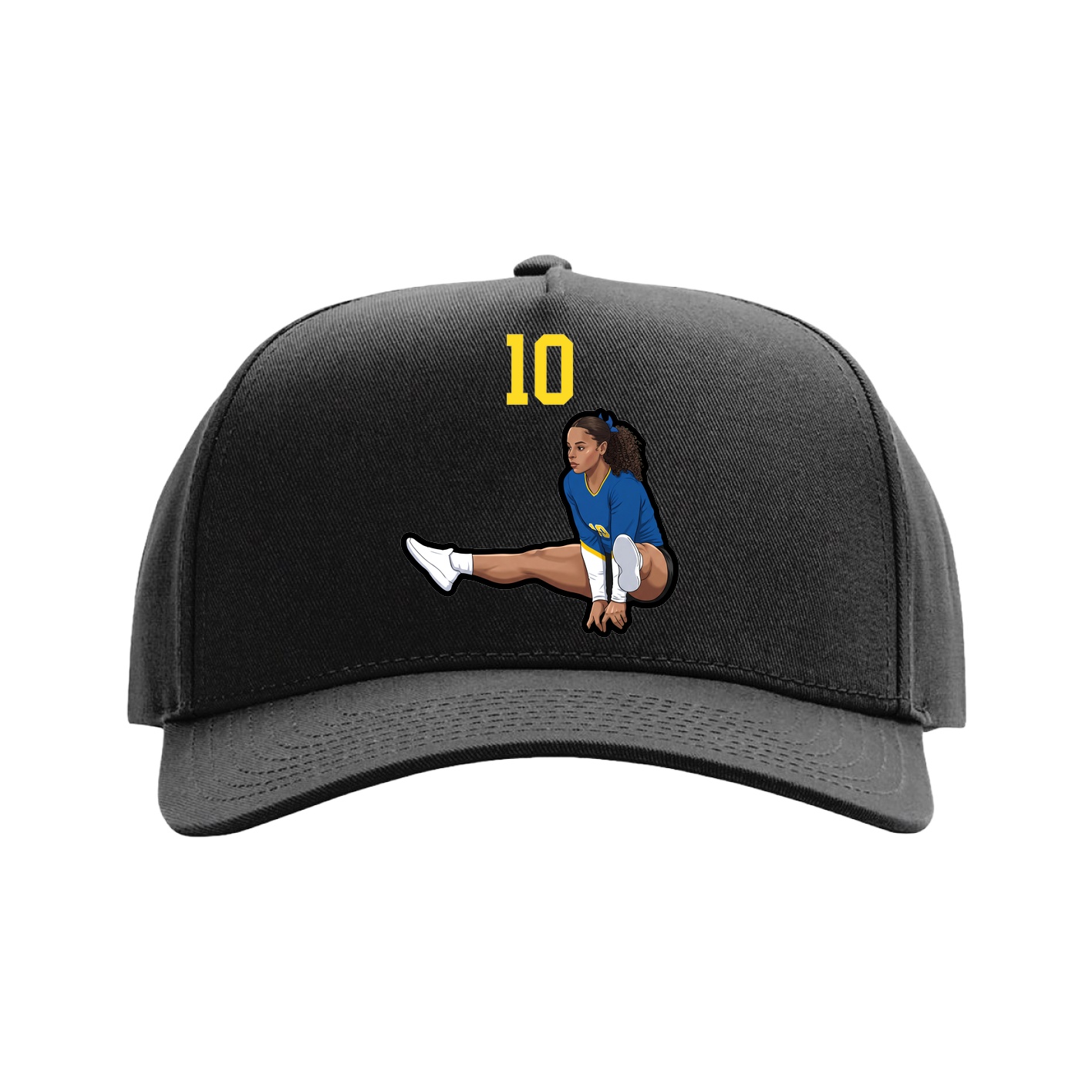 Full Fabric Five-Panel Champ Cap — Number Top in Black