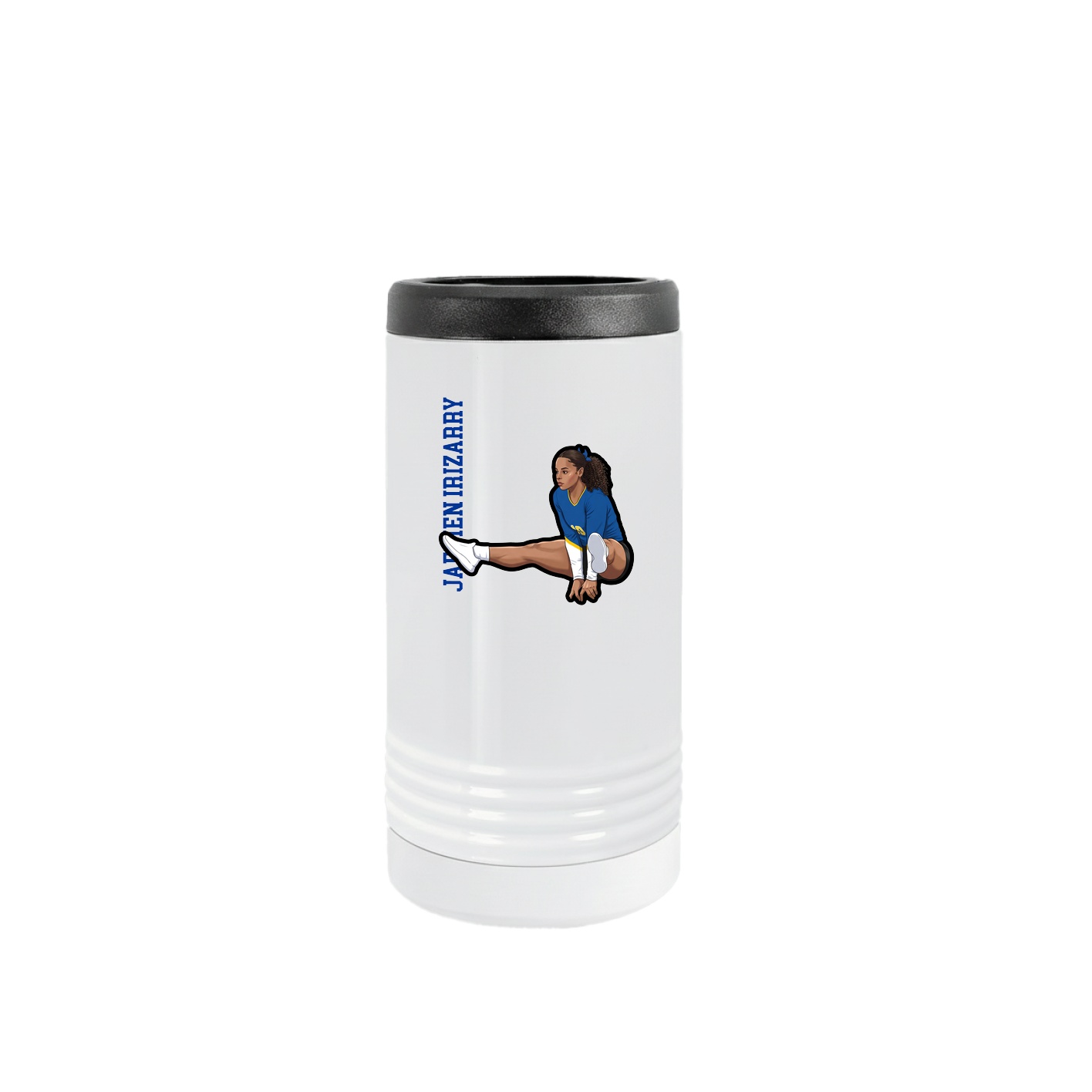 Slim Beverage Holder — Name Vertical in White