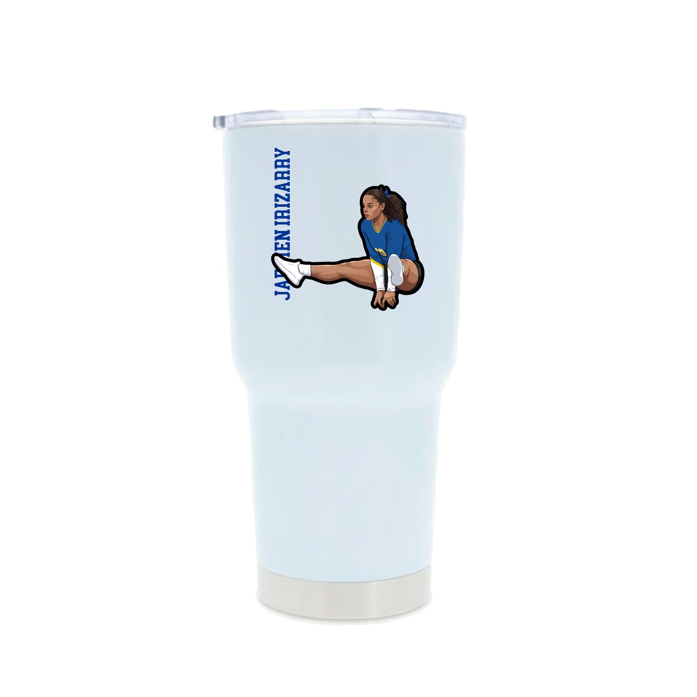 30oz Stainless Steel Tumbler — Name Vertical in White