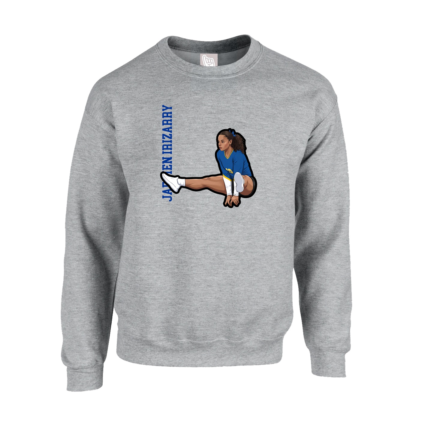 Fleece Crew — Name Vertical in Grey