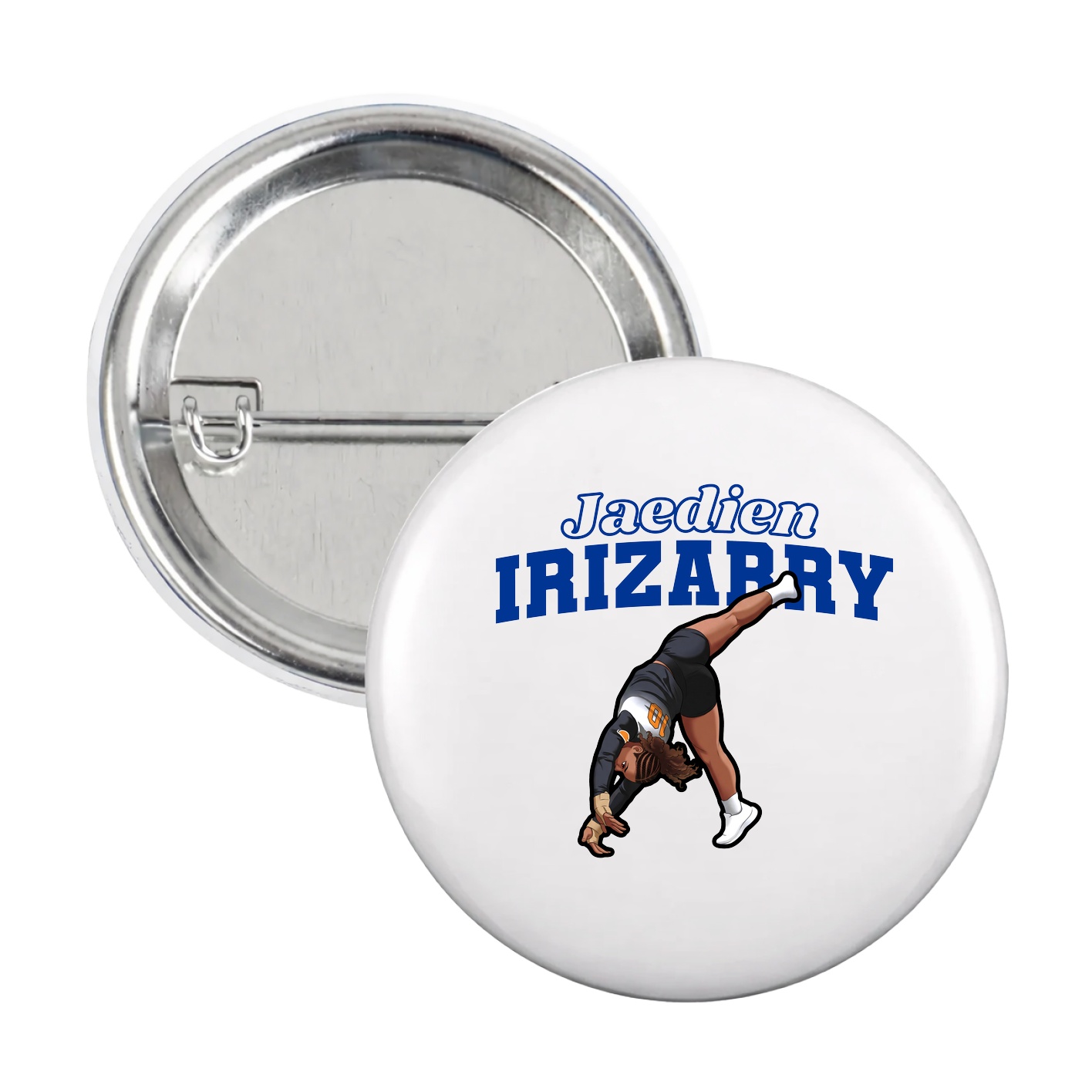 Game Day Button — Name Arch in White