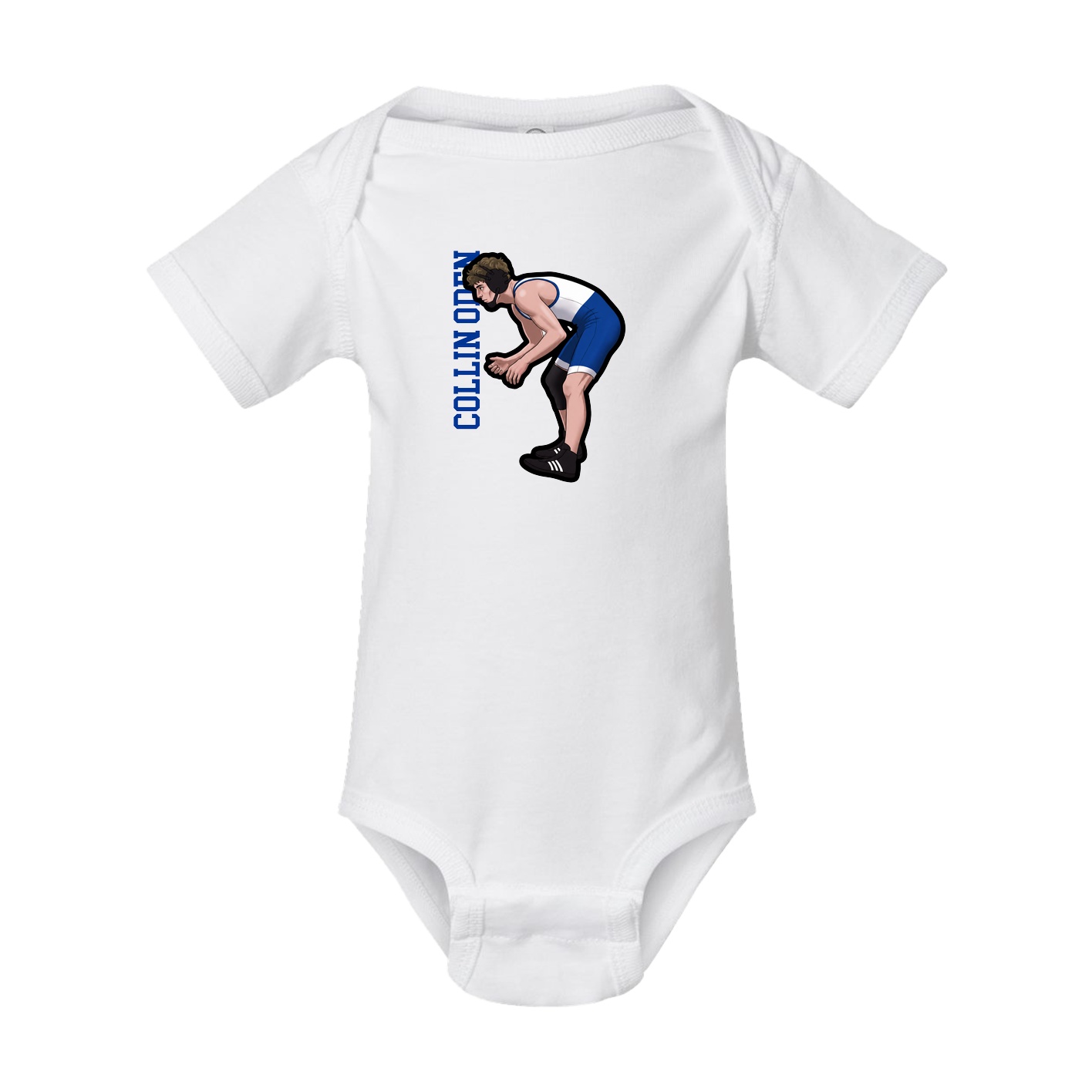 Baby Onesie — Name Vertical in White