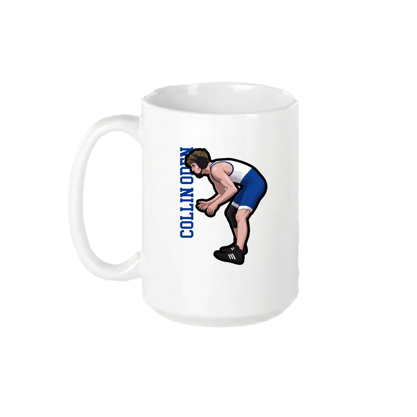 15oz Coffee Mug — Name Vertical in White