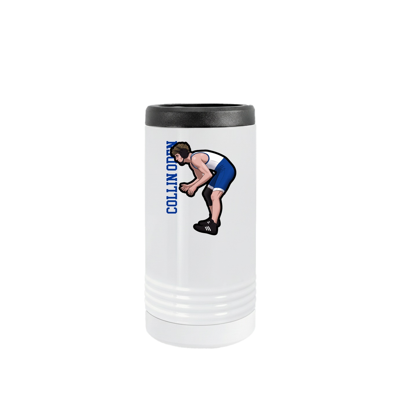 Slim Beverage Holder — Name Vertical in White