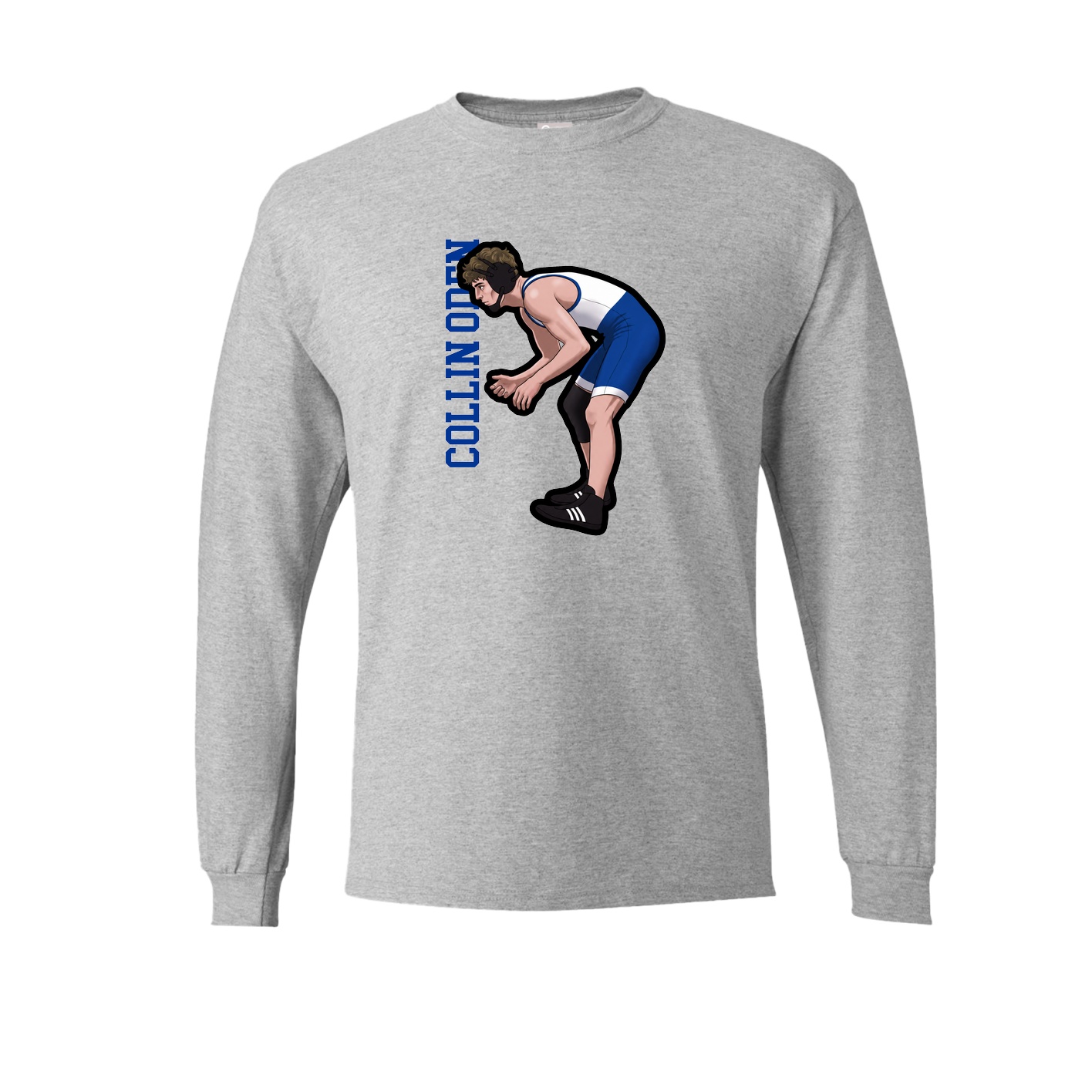 Long Sleeve Tee — Name Vertical in Grey