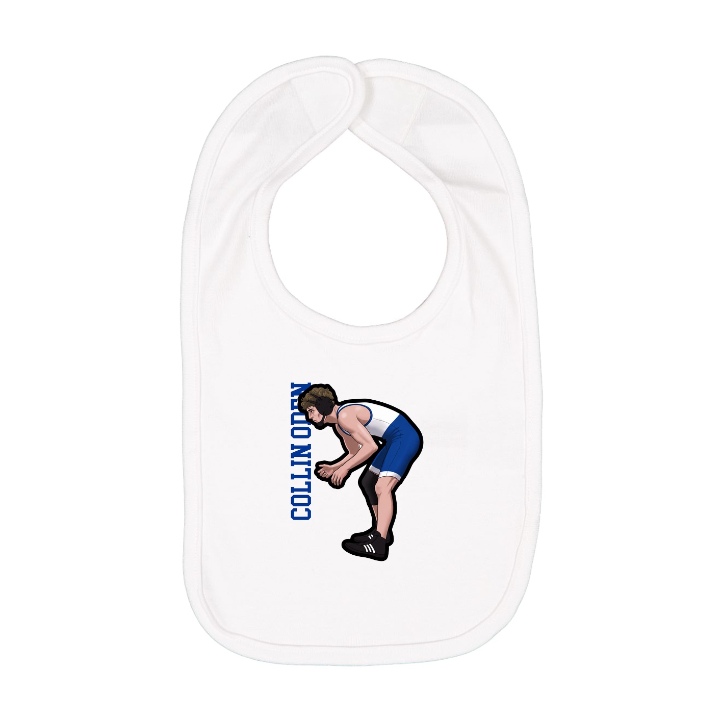 Infant Bib — Name Vertical in White