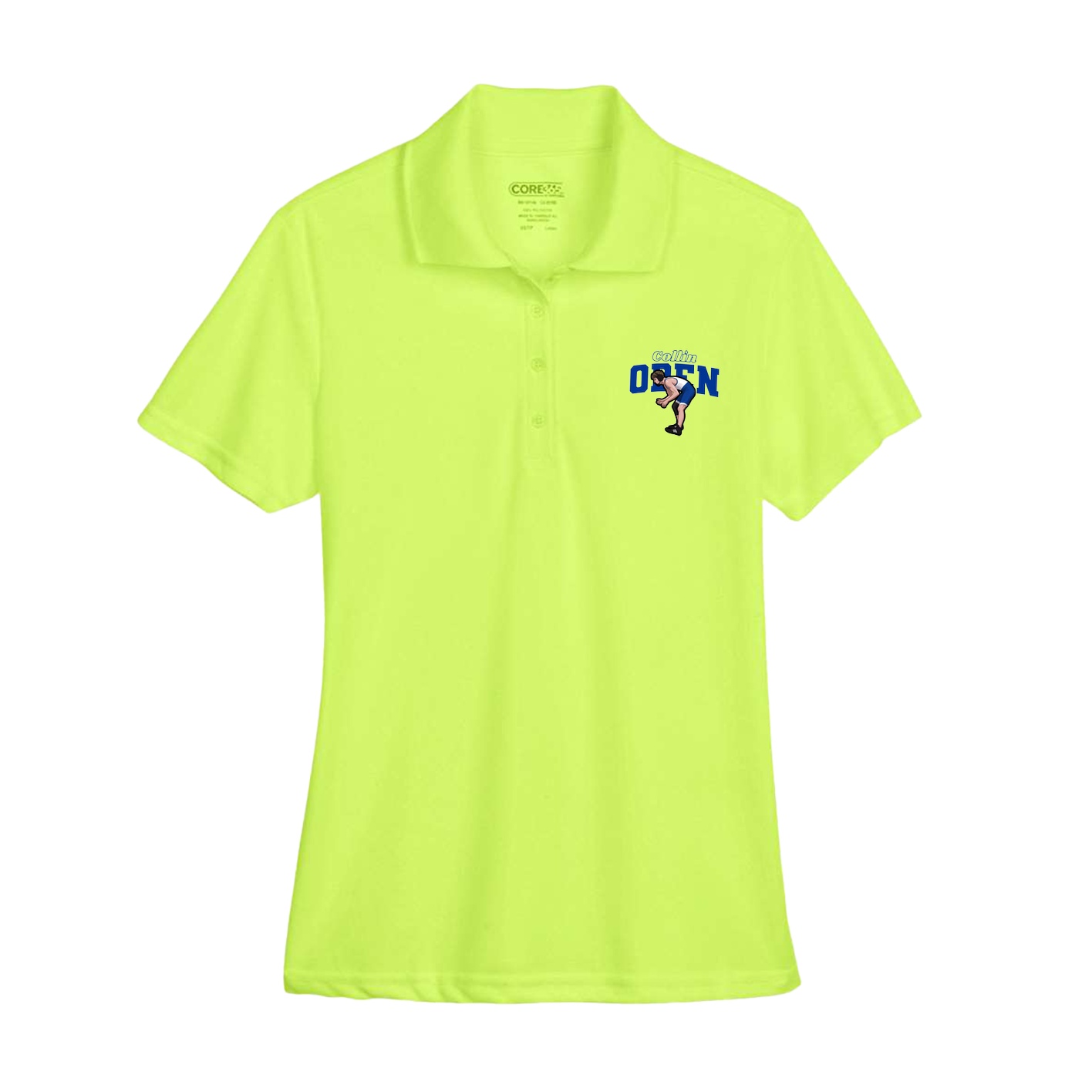 Womens Performance Polo — Name Arch in Yellow