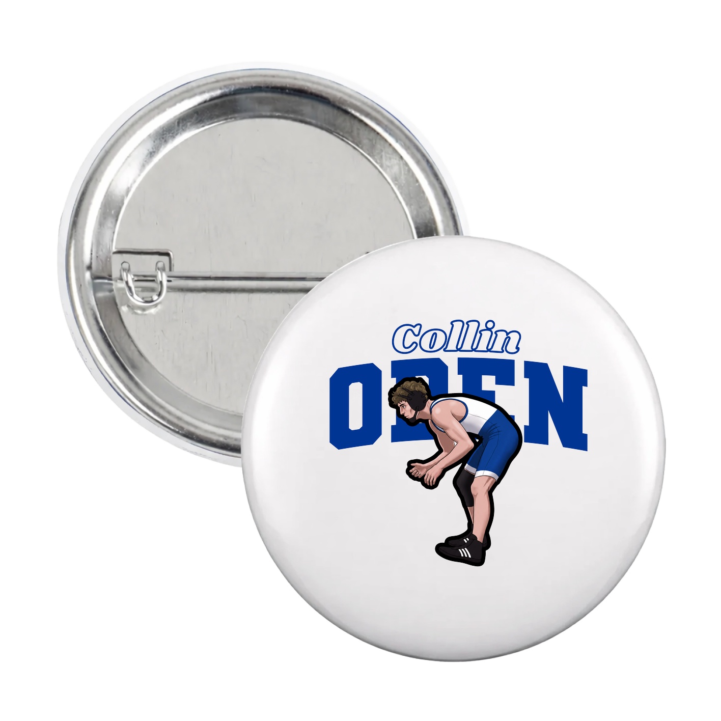 Game Day Button — Name Arch in White