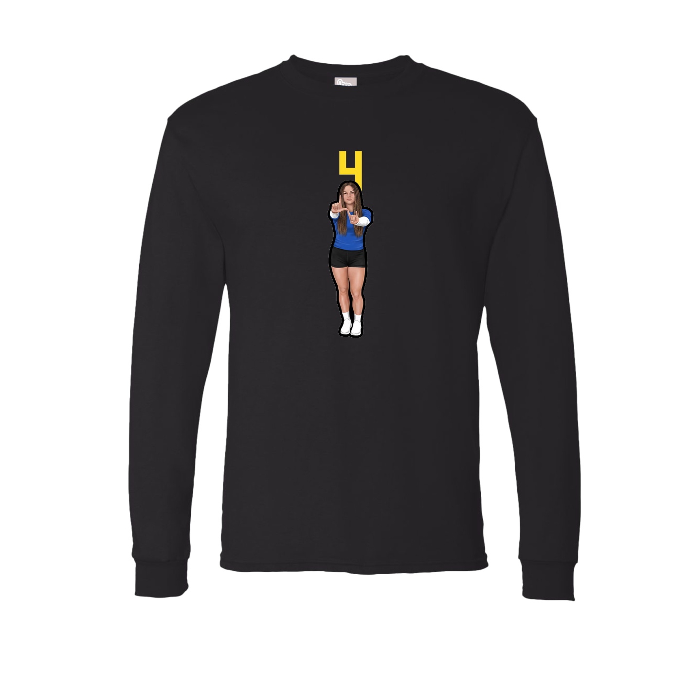 Long Sleeve Tee — Number Top in Black