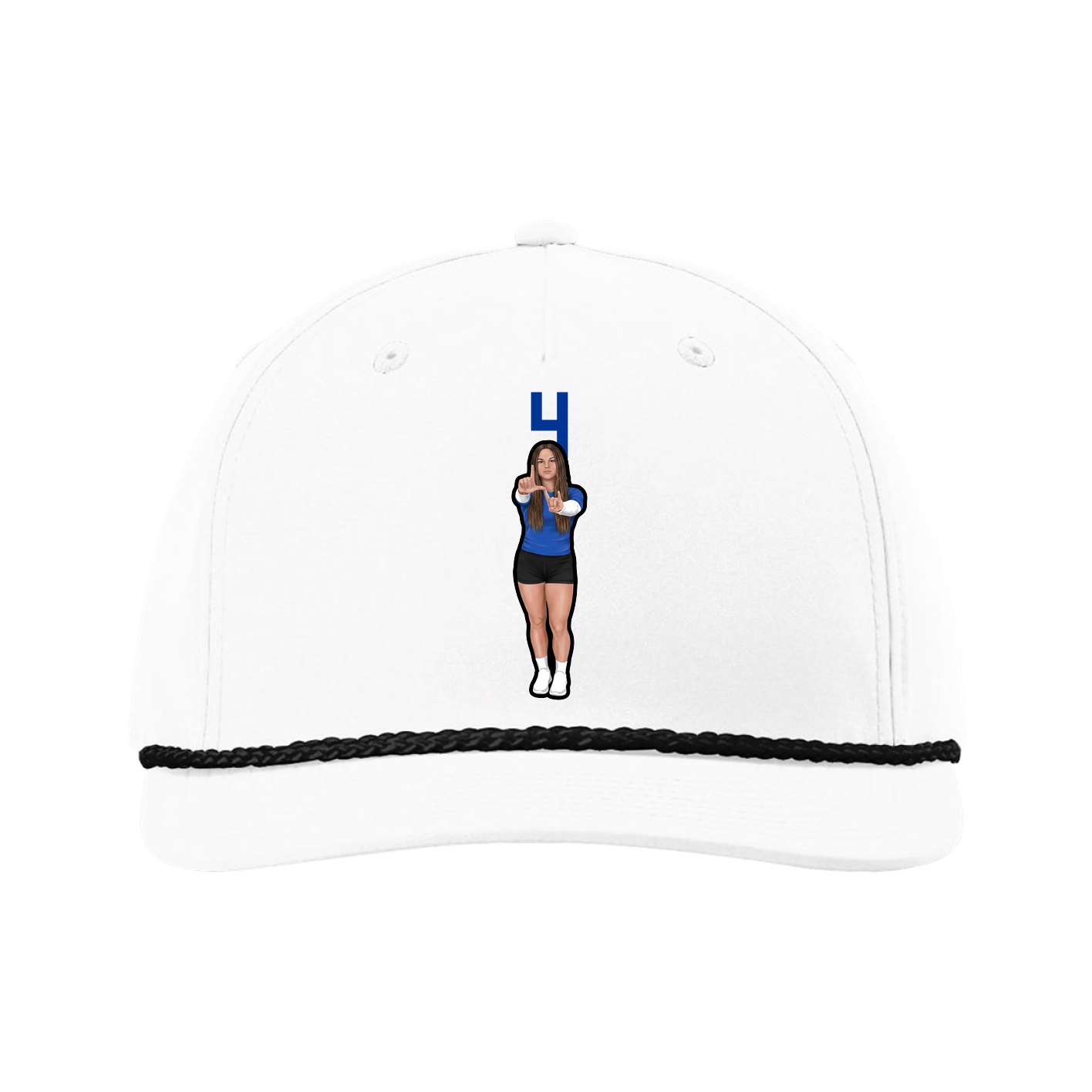 Five-Panel Classic Rope Cap — Number Top in White